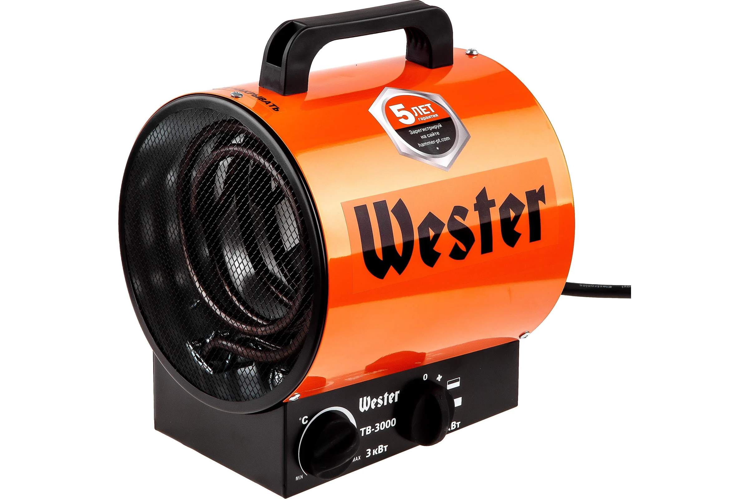 Электрический тепловентилятор Wester TB-3000 3кВт 300м3/ч 30м2 3.2кг 615364