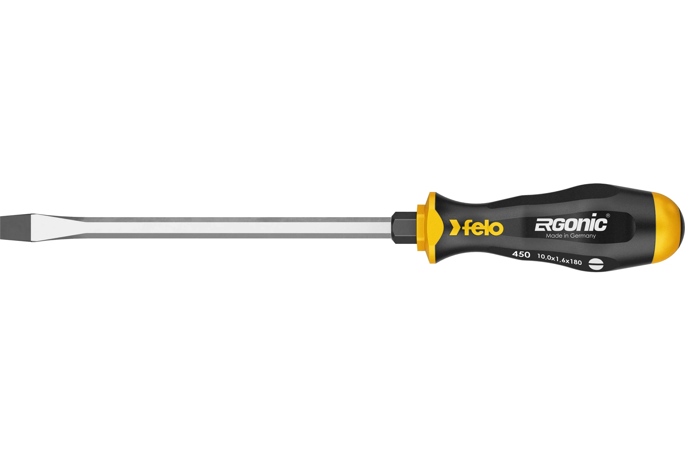 Плоская шлицевая ударная отвертка Felo Ergonic 10,0X1,6X180 45010040
