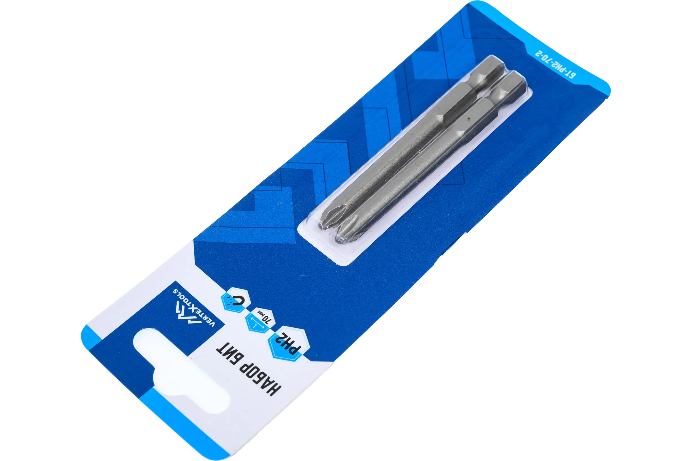 Бита PH2, 70 мм, 2 шт vertextools БТ-PH2-70-2