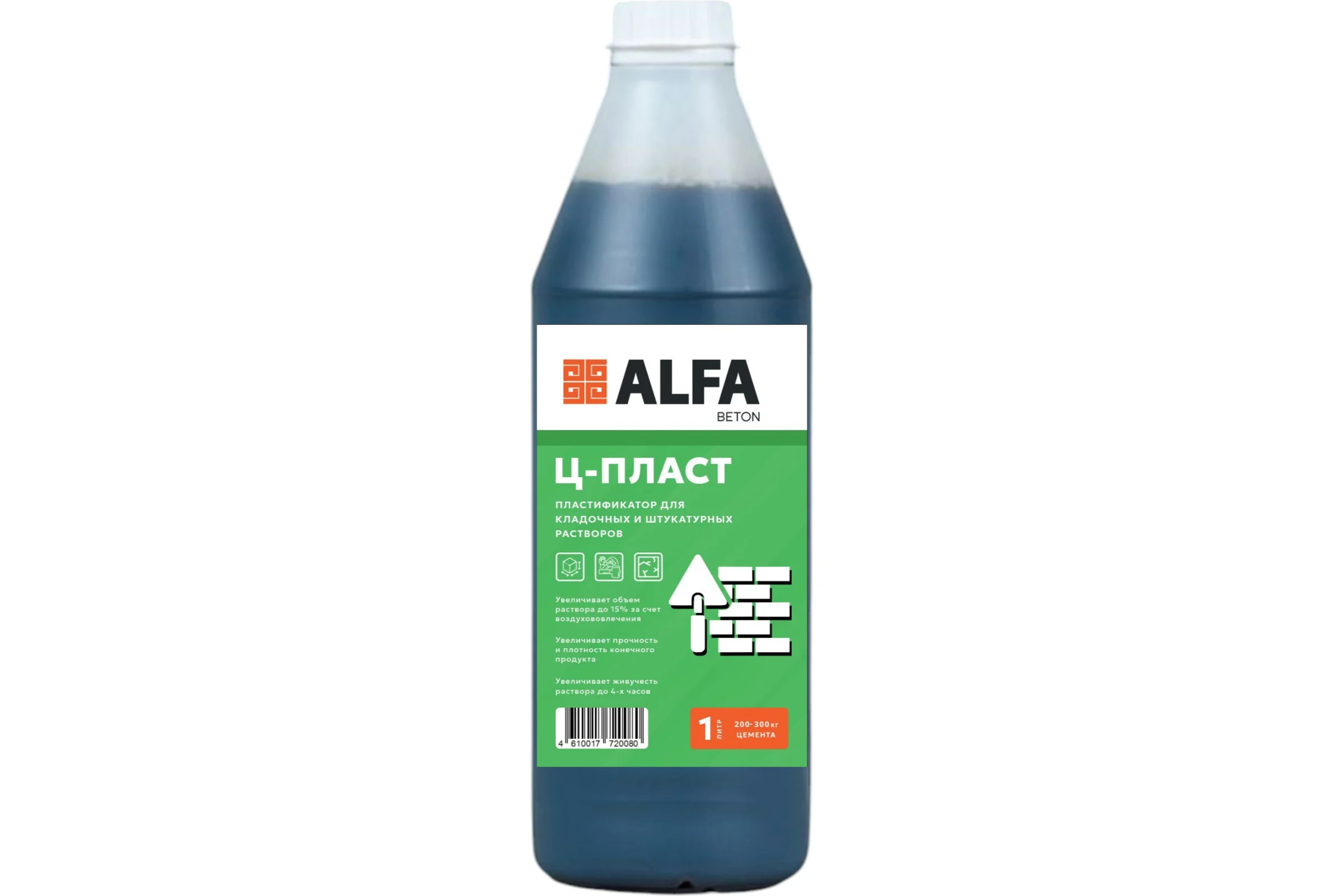 Пластификатор для штукатурных и кладочных растворов AlfaBet Ц-ПЛАСТ 1 л 20080