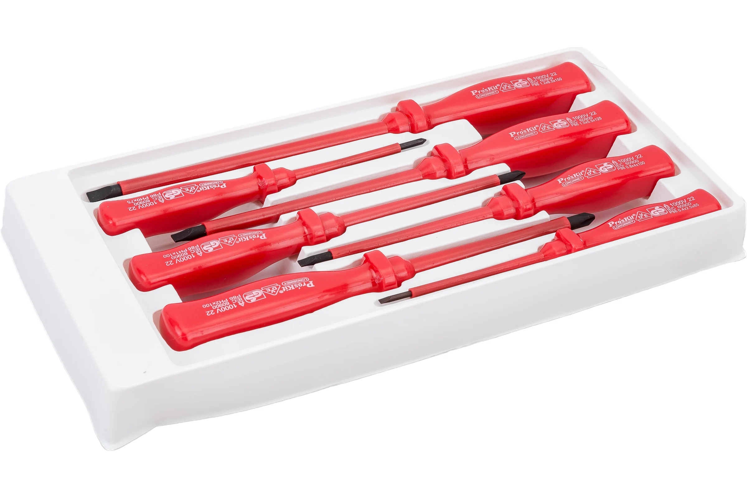 Набор изолированных отверток Pro'sKit 8PK-8100 E 4х -, 3х +, 1000В С00034089