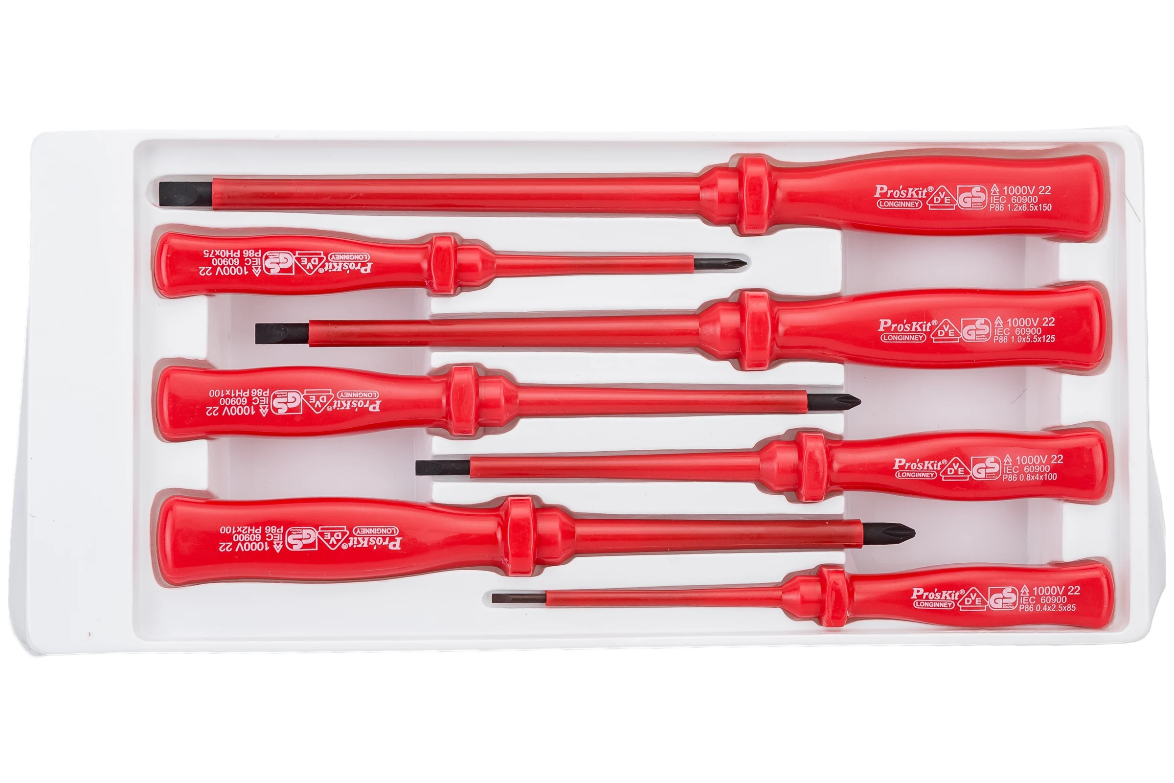 Набор изолированных отверток Pro'sKit 8PK-8100 E 4х -, 3х +, 1000В С00034089