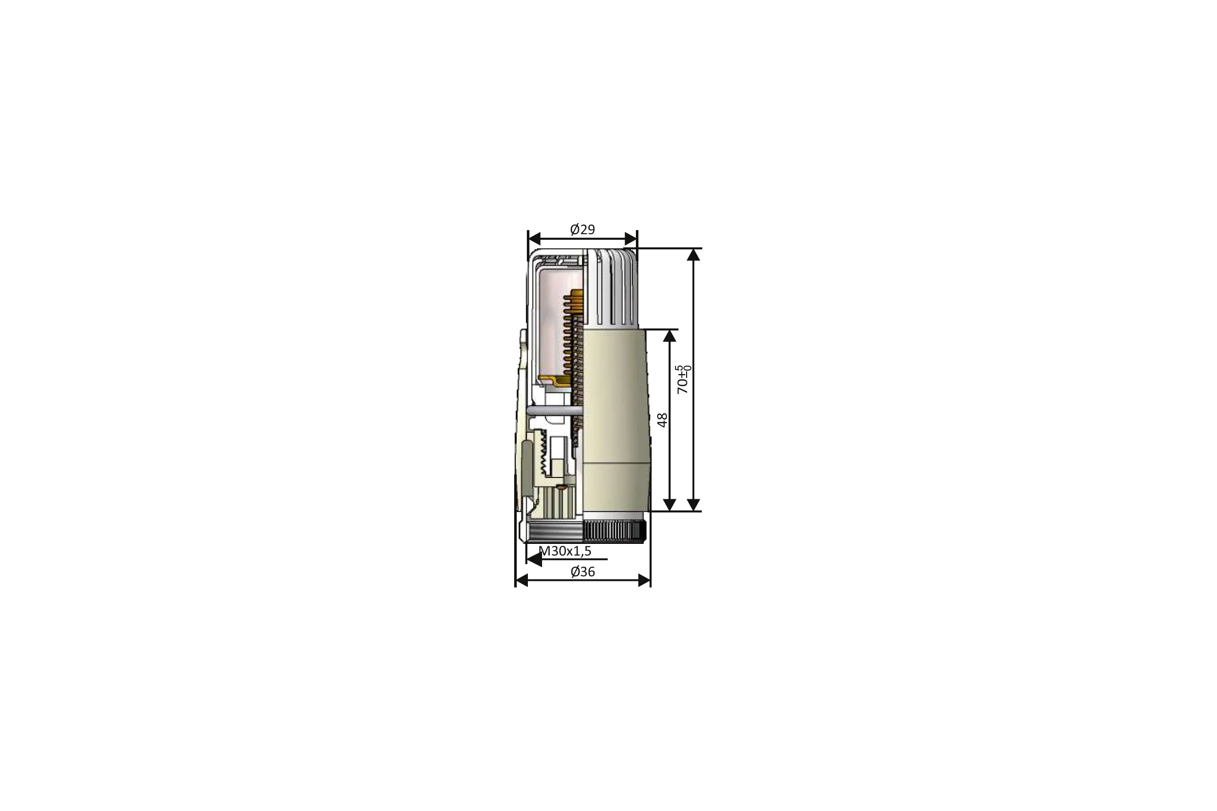 Термостатическая головка SCHLOSSER MINI DIAMANT M30x1,5, RAL 9005 601100033 Ral 9005