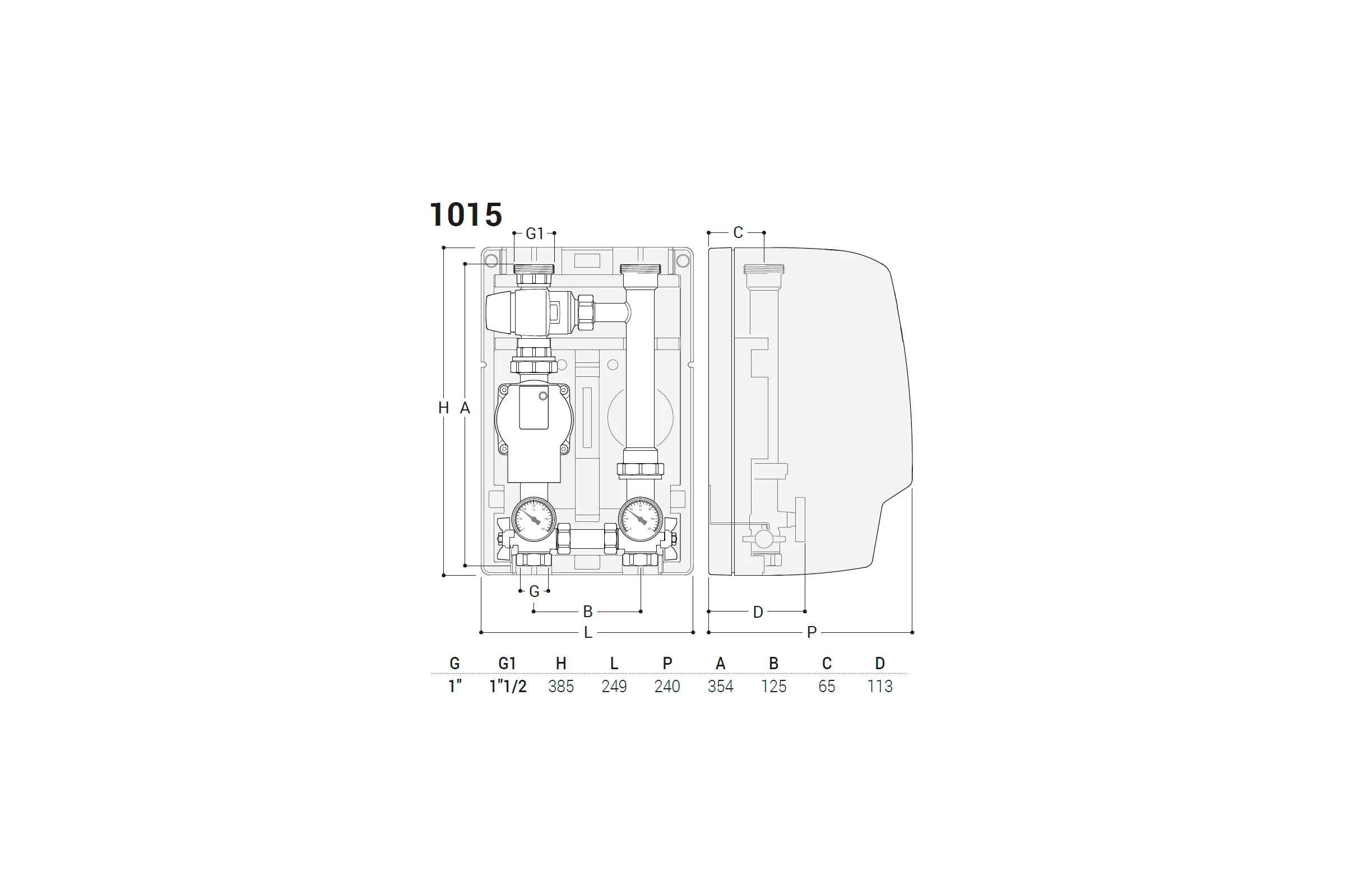 Группа быстрого монтажа SR Rubinetterie THERMOMIX 1", с насосом Wilo RS 25/6, справа 1015-2500WA00