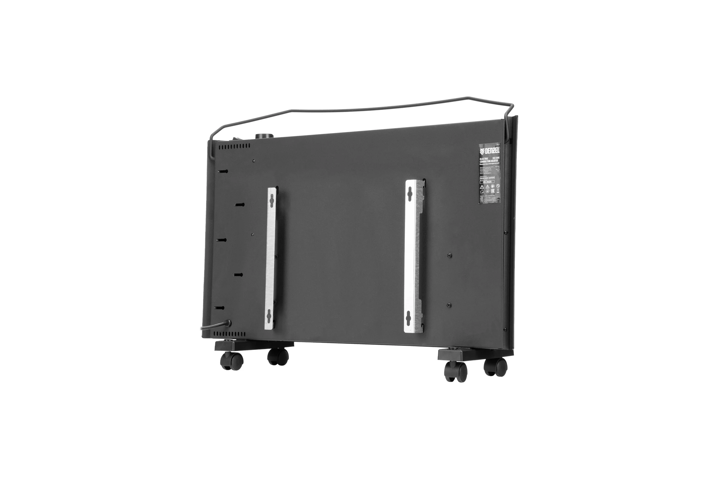 Конвектор электрический Denzel XCE-1500B, 230 В, 1500 Вт, черный, сушилка, колеса, Х-элемент 98128