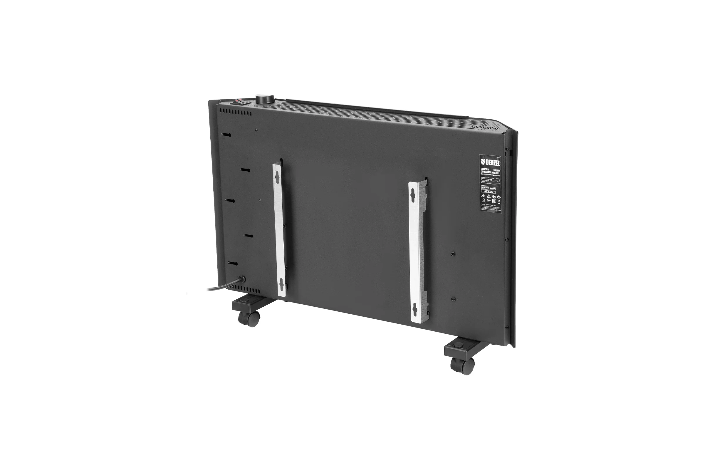 Конвектор электрический Denzel XCE-1500B, 230 В, 1500 Вт, черный, сушилка, колеса, Х-элемент 98128
