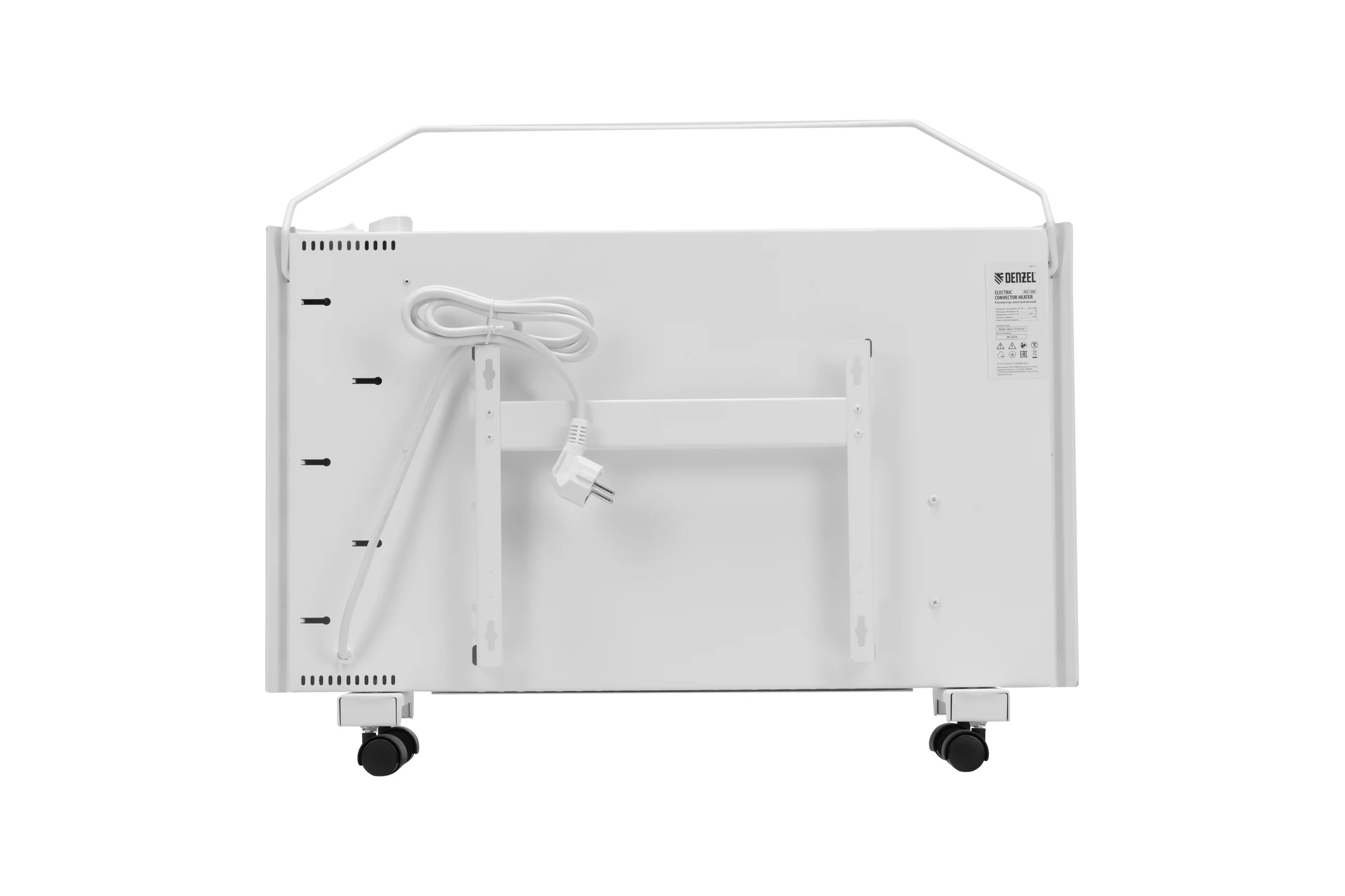 Конвектор электрический Denzel XCE-1500, 230 В, 1500 Вт, белый, сушилка, колеса, Х-элемент 98131