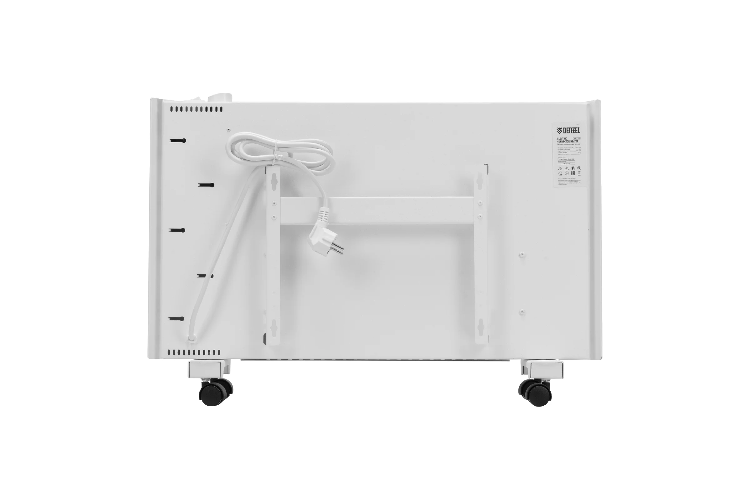 Конвектор электрический Denzel XCE-1500, 230 В, 1500 Вт, белый, сушилка, колеса, Х-элемент 98131