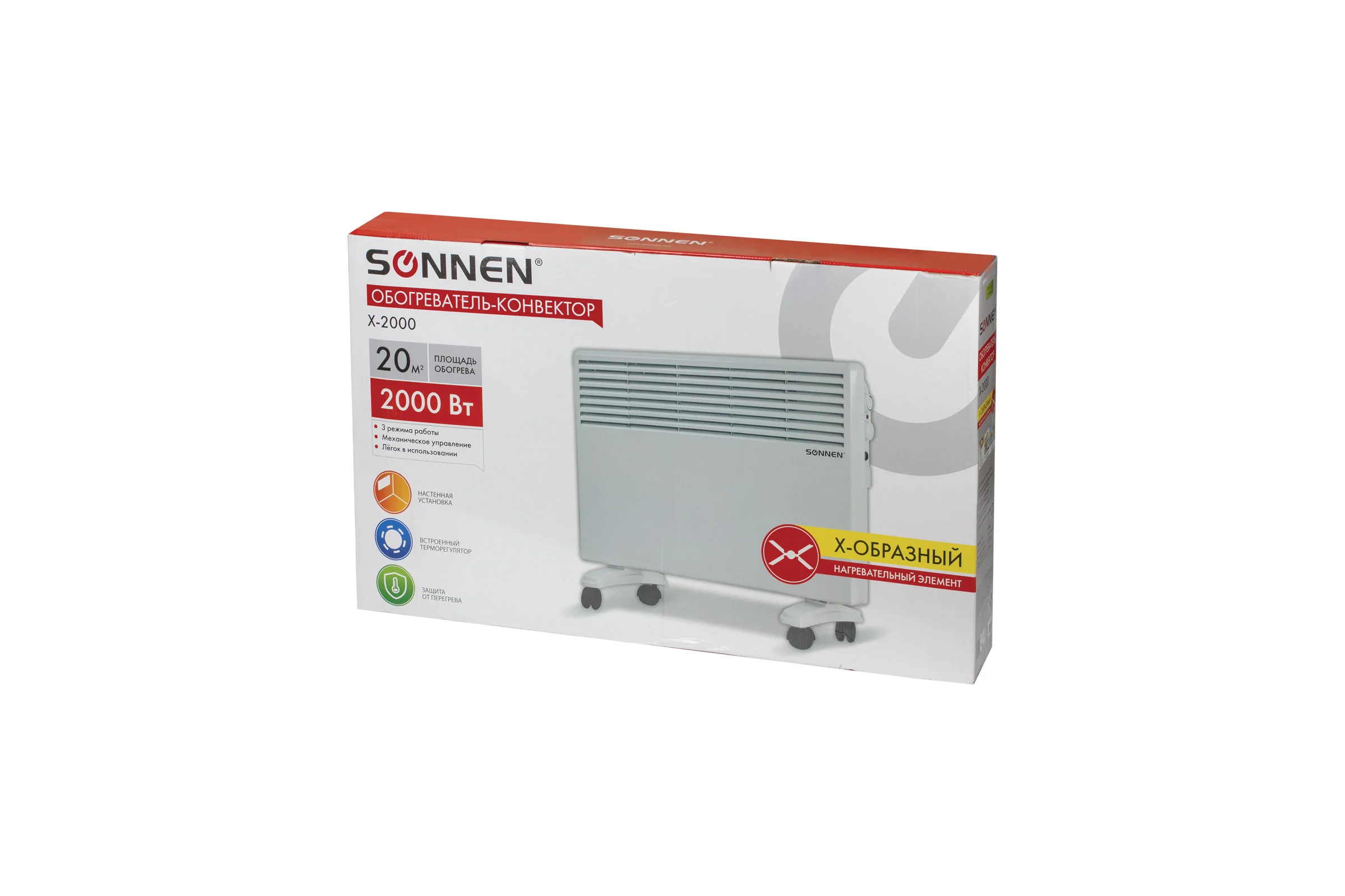 Обогреватель-конвектор SONNEN X-2000, 2000 Вт, белый, 453496