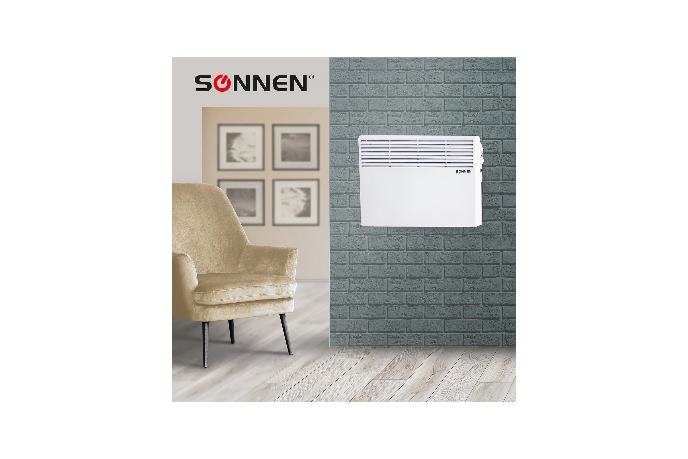 Обогреватель-конвектор SONNEN X-1500, 1500 Вт, белый, 453495