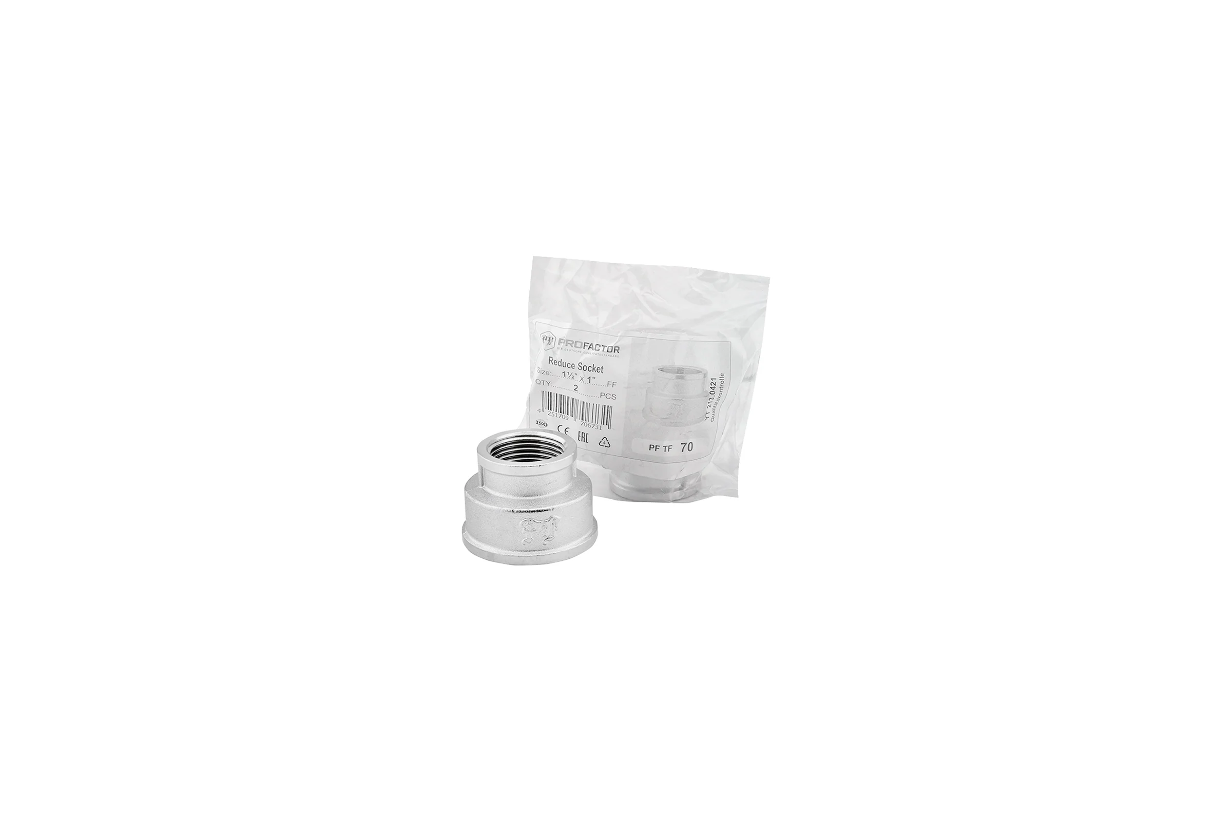 Муфта переходная никелированная PROFACTOR 1 1/2" х 1" PF TF 70