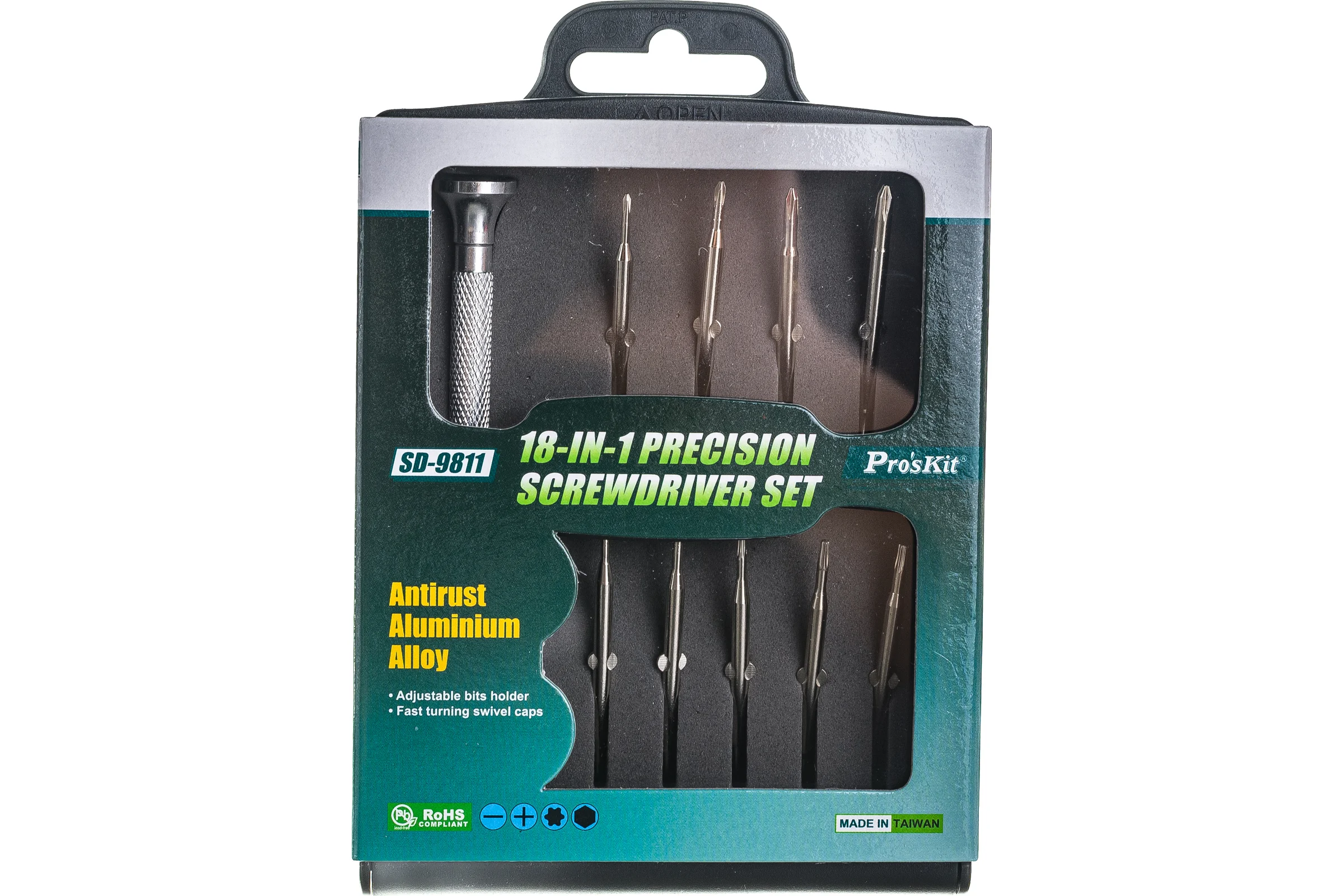 Часовая отвертка со сменными битами ProsKit SD-9811 9 двухсторонних бит С00034881