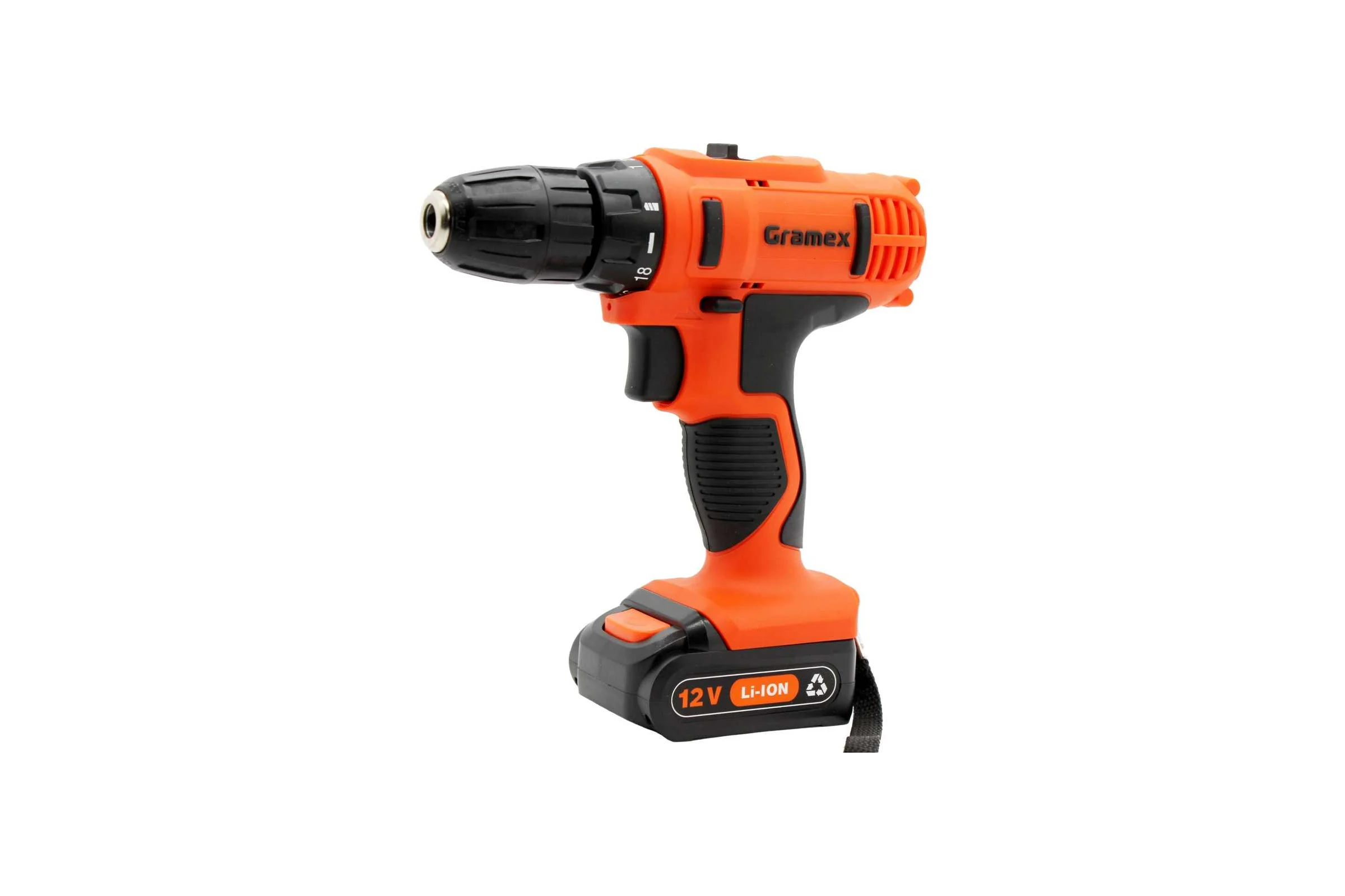Дрель аккумуляторная Gramex HCD-12-1L (12В,пат-10мм, 2 скорости, аккум. Li, 1.5А/ч) картон, 1 акк (1/10) 014695