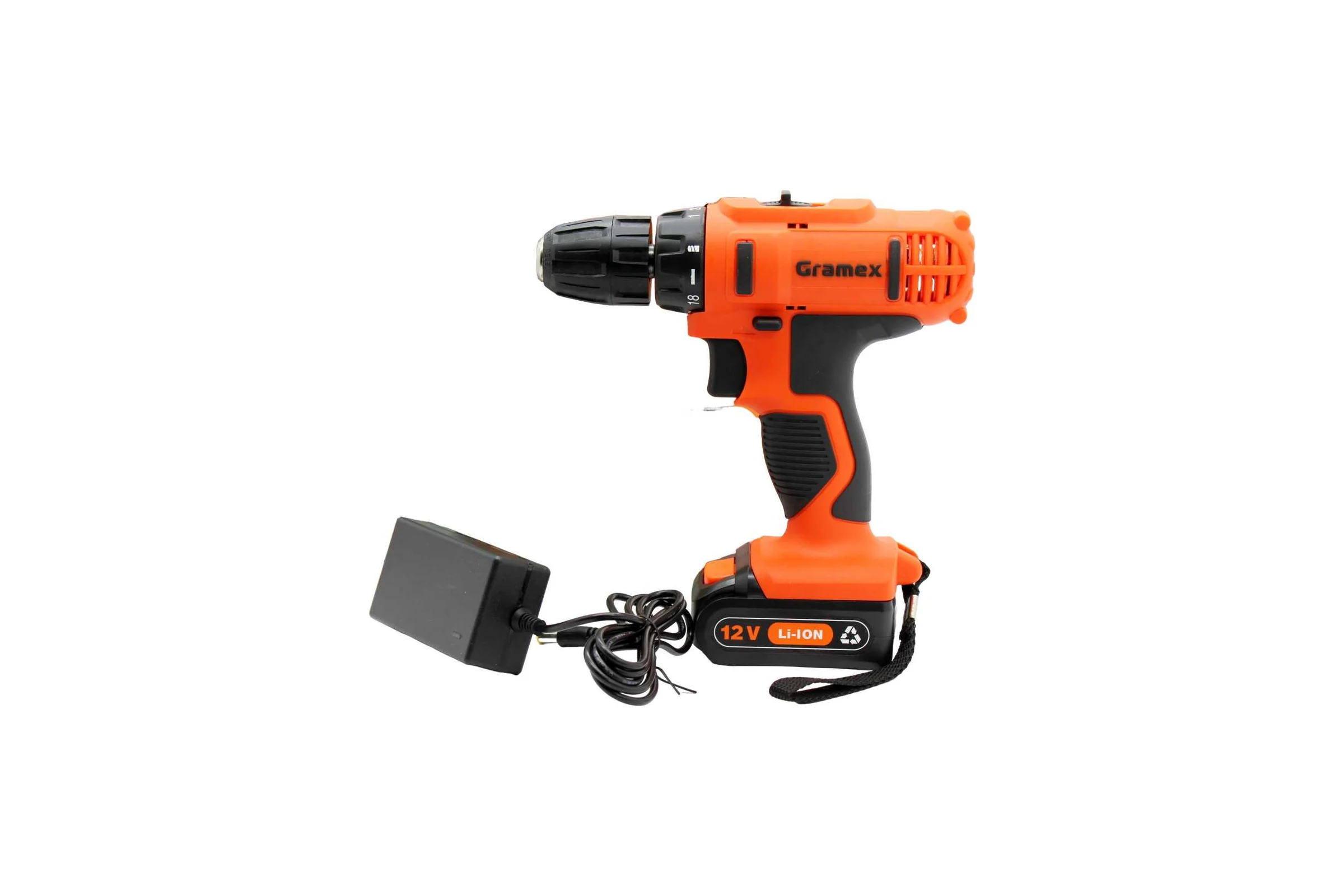 Дрель аккумуляторная Gramex HCD-12-1L (12В,пат-10мм, 2 скорости, аккум. Li, 1.5А/ч) картон, 1 акк (1/10) 014695