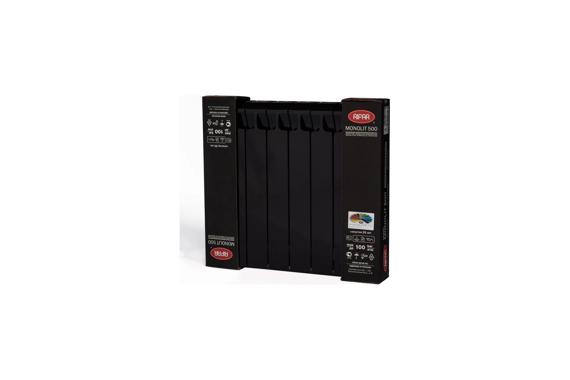 Радиатор биметаллический RIFAR MONOLIT 500 Антрацит 08 секц. бок. R-MN-500-08-AN