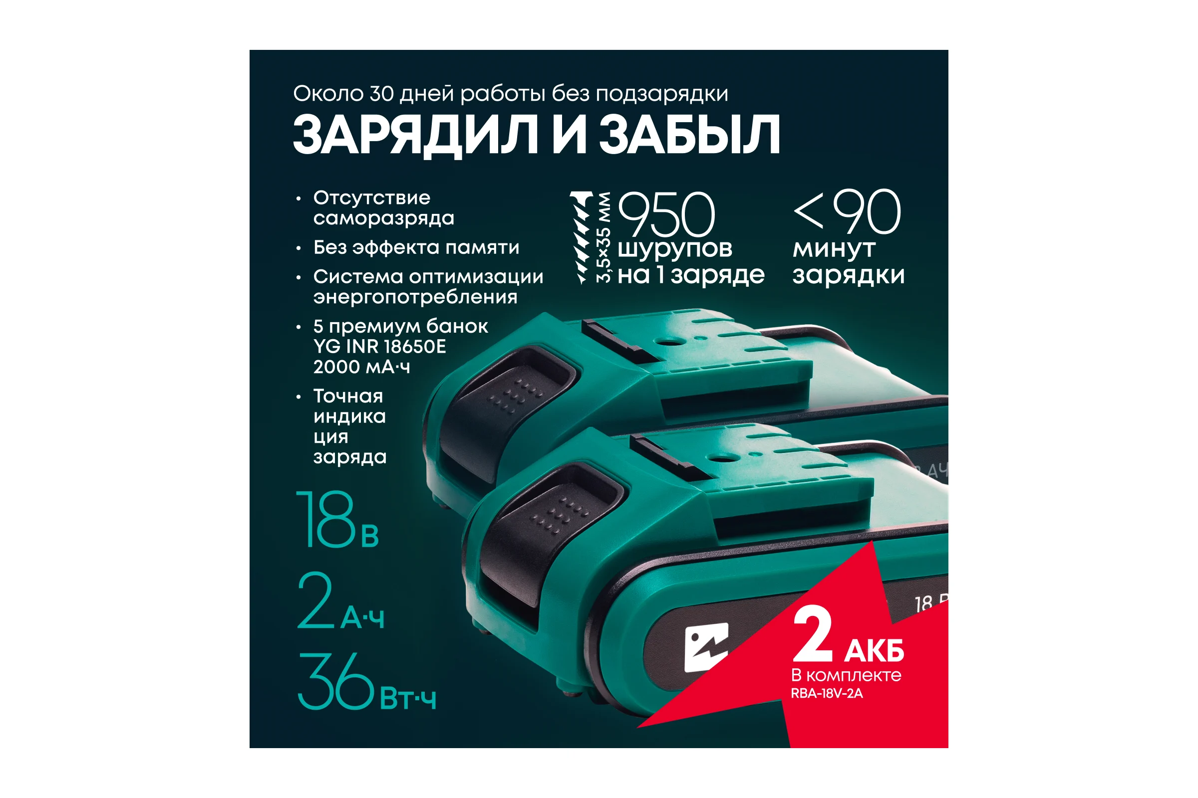 Аккумуляторная дрель-шуруповерт Rokodil Twist 2 Pro (2 АКБ), 18В, 48Нм, 2Ач, 1049921