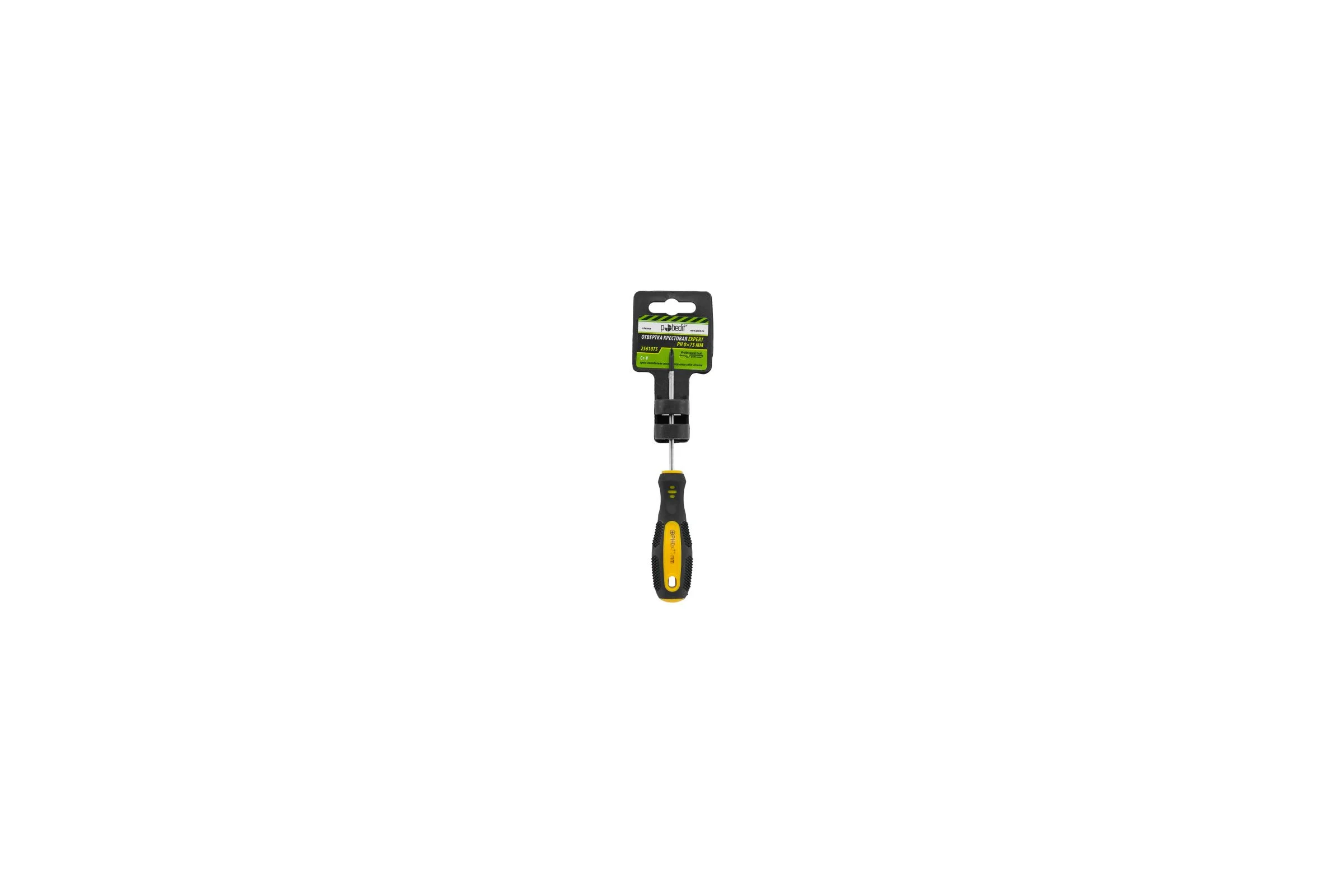 Отвертка крестовая Pobedit Expert Cr-V, PH0х75 мм 2561075