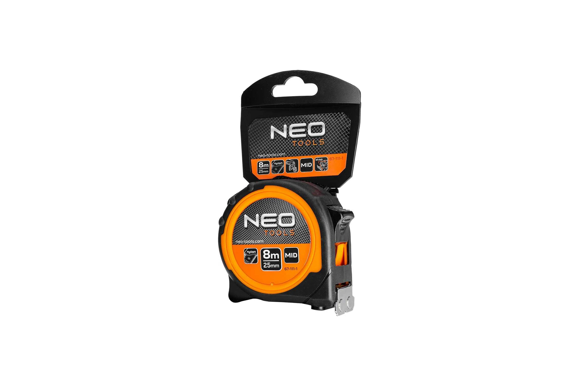 Рулонная стальная рулетка NEO TOOLS 8 м, 25 мм, магнит 67-111-1