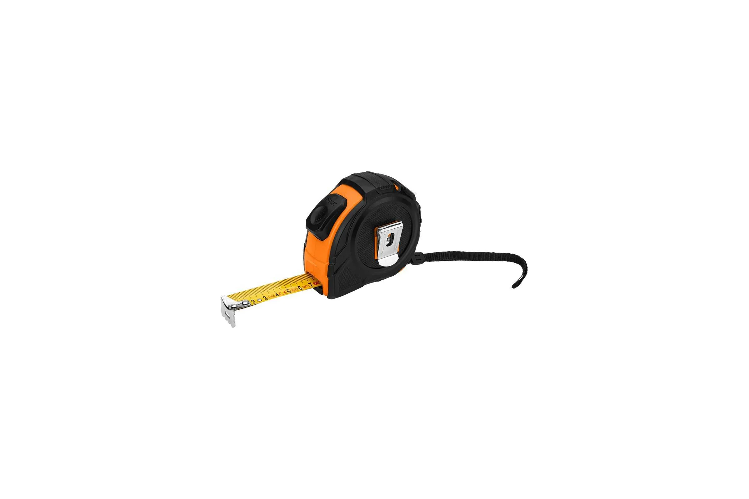 Стальная рулетка NEO TOOLS 10 м, 25 мм, обрезиненный корпус, автоблокировка, две кнопки остановки 67-225