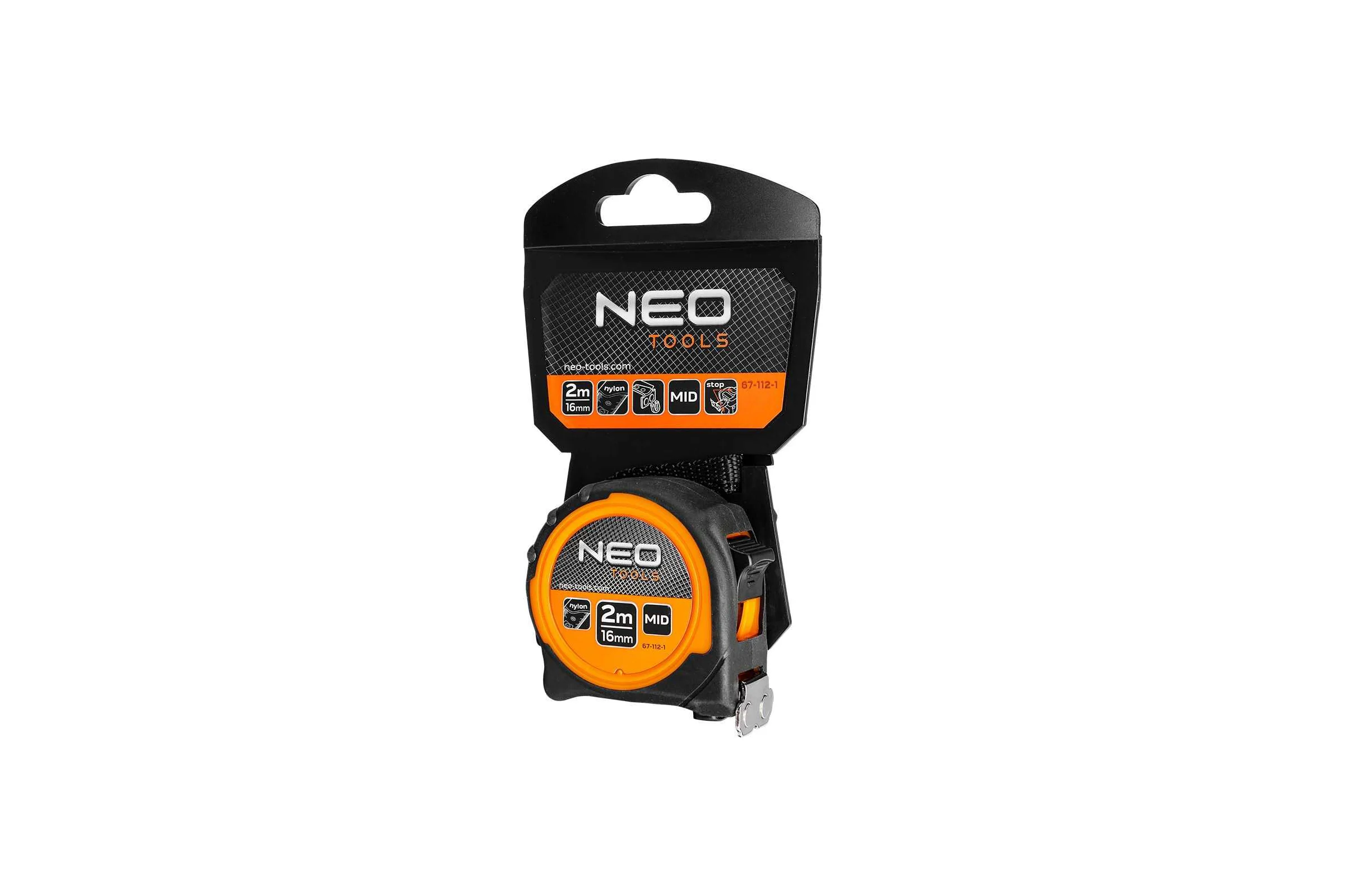 Рулонная стальная рулетка NEO TOOLS 2 м, 16 мм, магнит 67-112-1