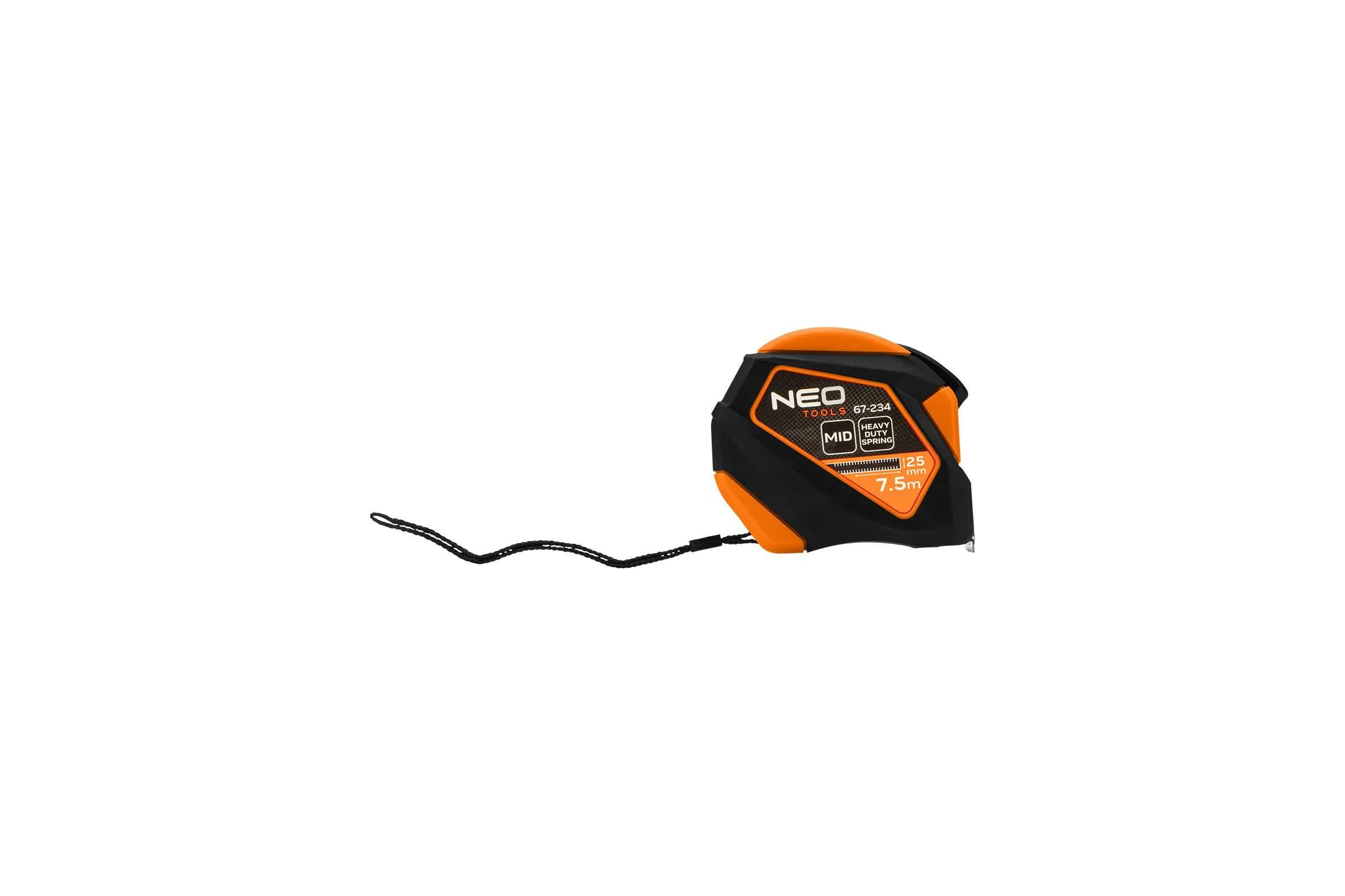 Рулетка стальная NEO TOOLS 7,5 м x 25 мм, автоблокировка, кнопка остановки, магнит 67-234