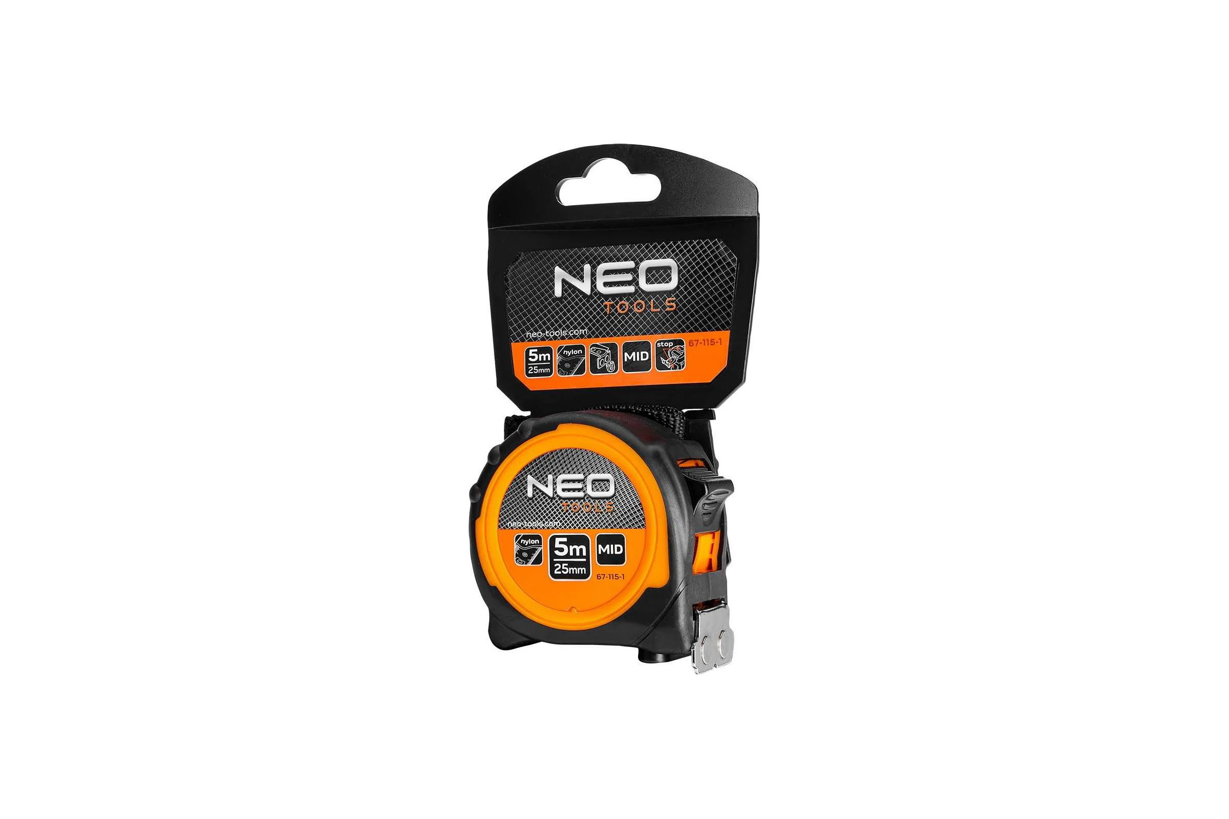 Рулонная стальная лента NEO TOOLS 5 м, 25 мм, магнит 67-115-1