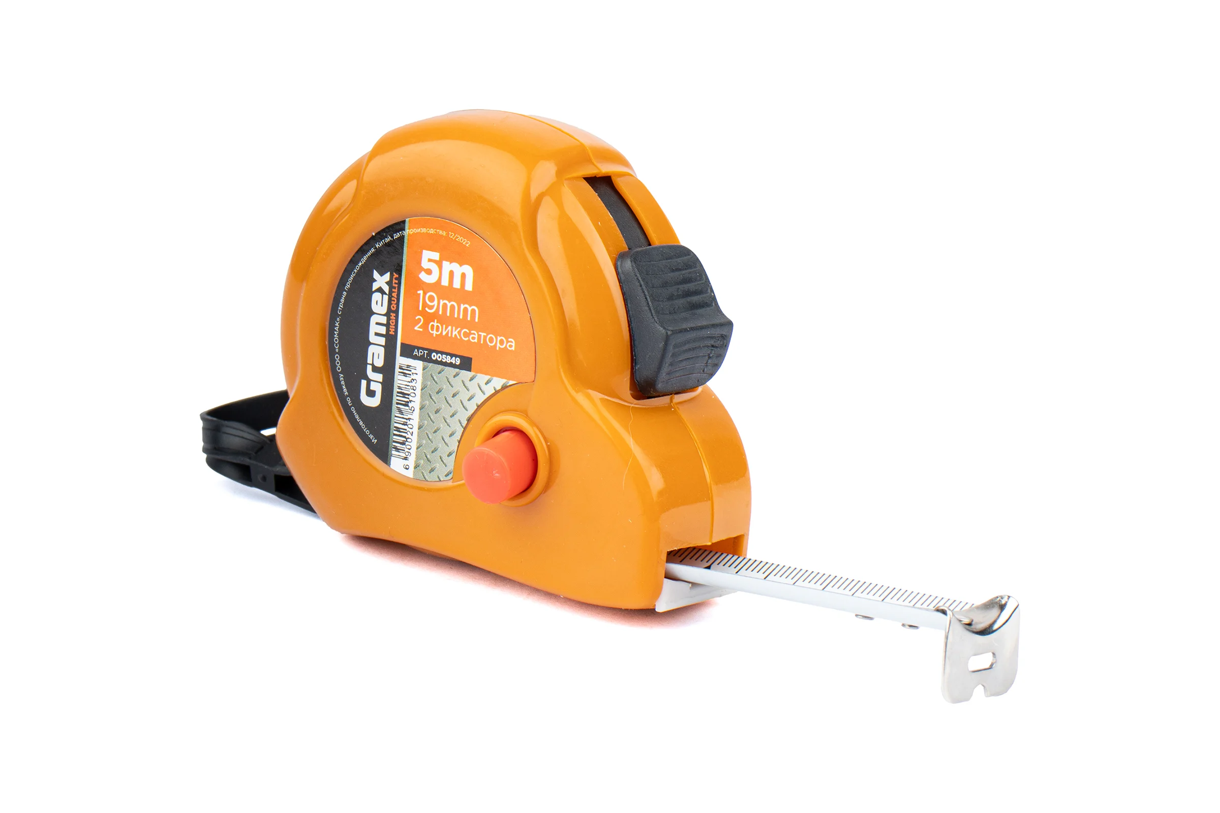 Рулетка Gramex 5 м, 19 мм, 2 фиксатора (12/120) 005849