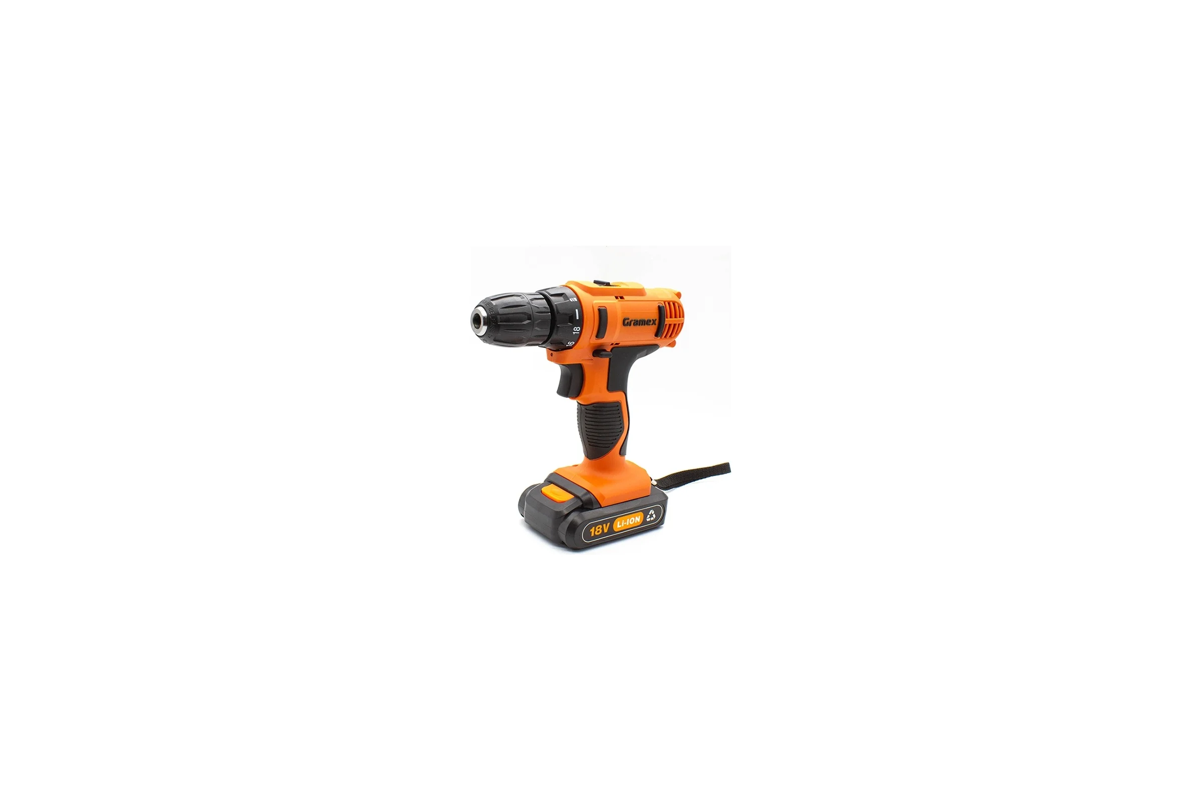 Дрель аккумуляторная Gramex HCD-18-2L (18В, пат-10мм, 2 скорости, аккум Li-Ion 2,0 А/ч) кейс, 2 акк (1/5) 4194