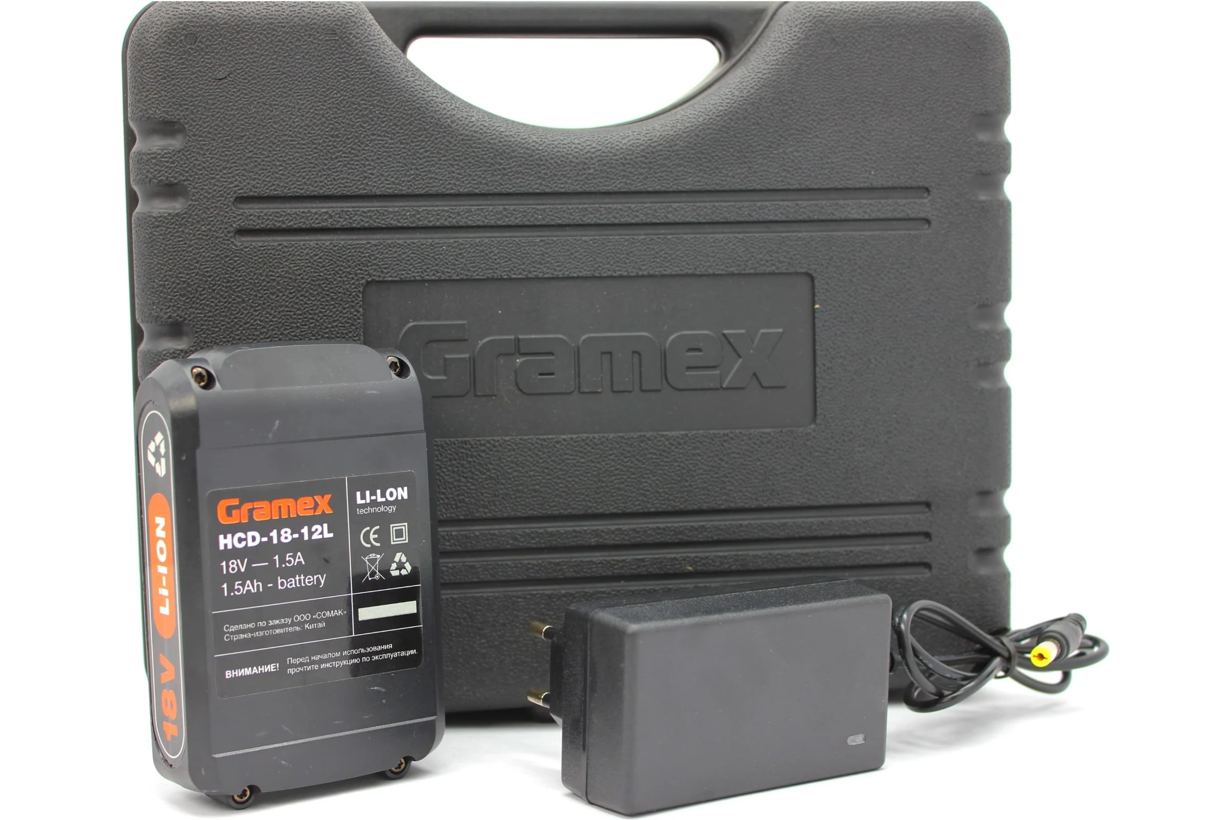 Дрель аккумуляторная Gramex HCD-18-2L (18В, пат-10мм, 2 скорости, аккум Li-Ion 2,0 А/ч) кейс, 2 акк (1/5) 4194