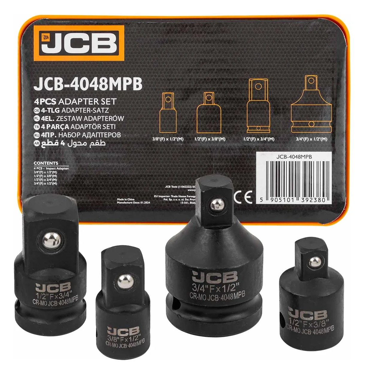 Адаптеры ударные, набор 4 шт JCB JCB-4048MPB(59166)