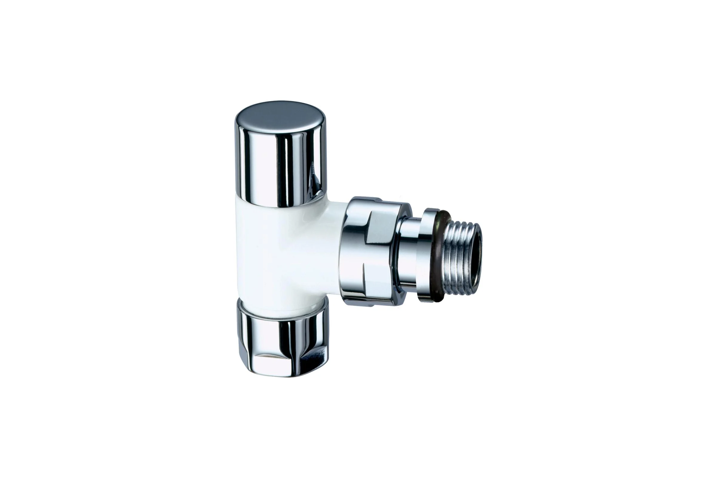 Вентиль запорный Top угловой FAR, 1/2", М24x19, EPDM, цвет серебро/белая эмаль FL 0129 12P