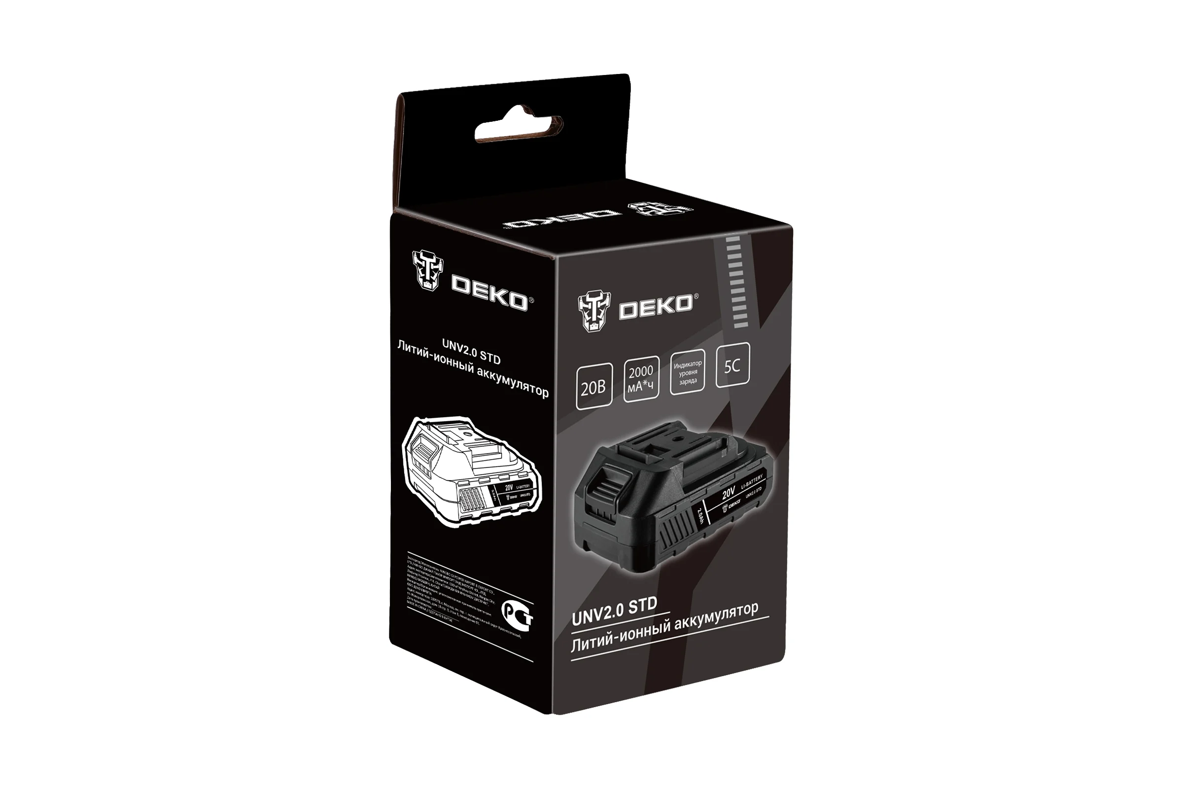 Аккумулятор DEKO UNV2.0 STD, Li-ion, 20В, 2.0Аxч 063-4492