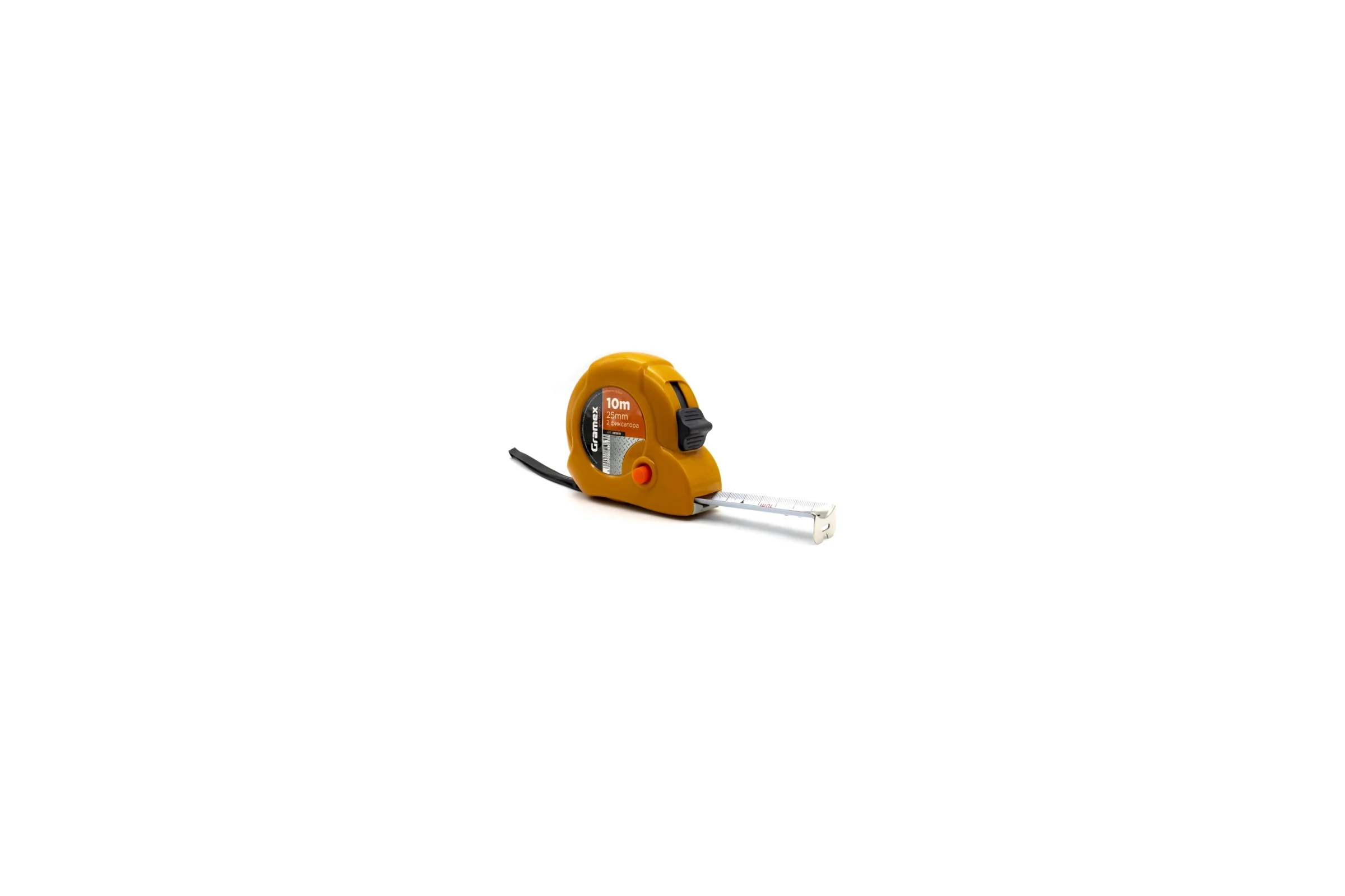 Рулетка Gramex 10м х 25мм, 2 фиксатора (6/60) 005851