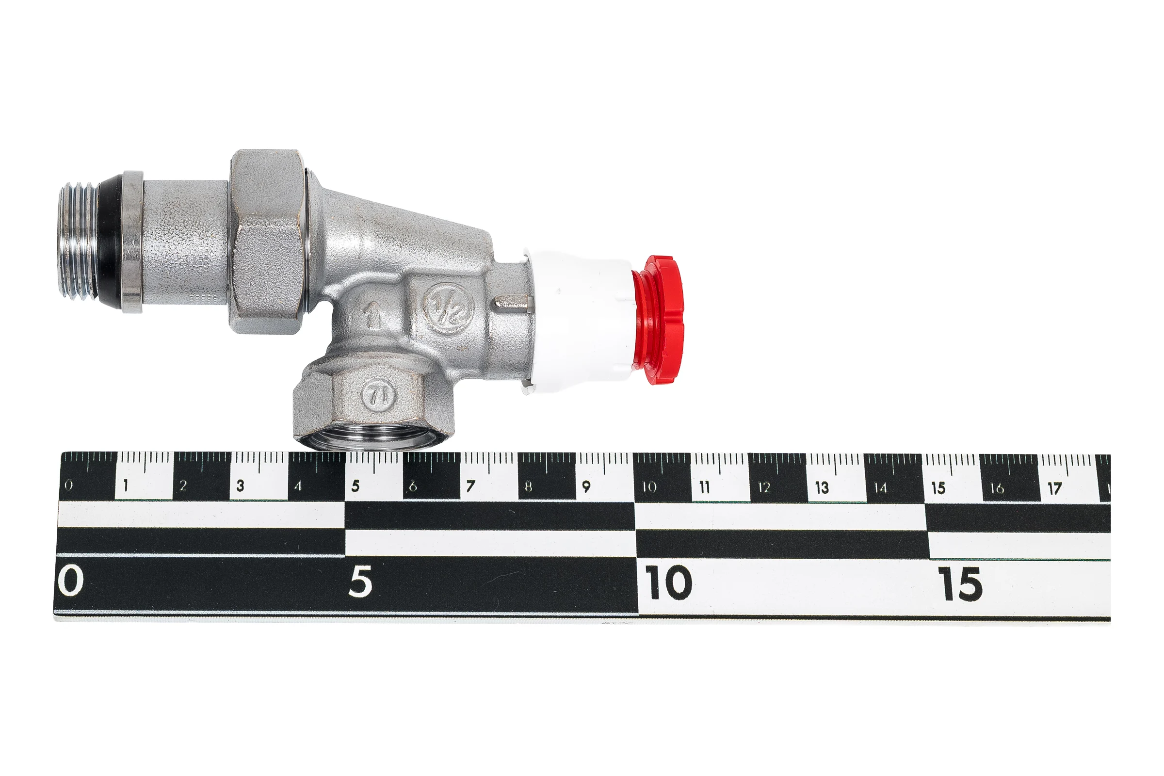 Угловой осевой термостатический клапан GEKON 1/2"ВР GK 7625 12
