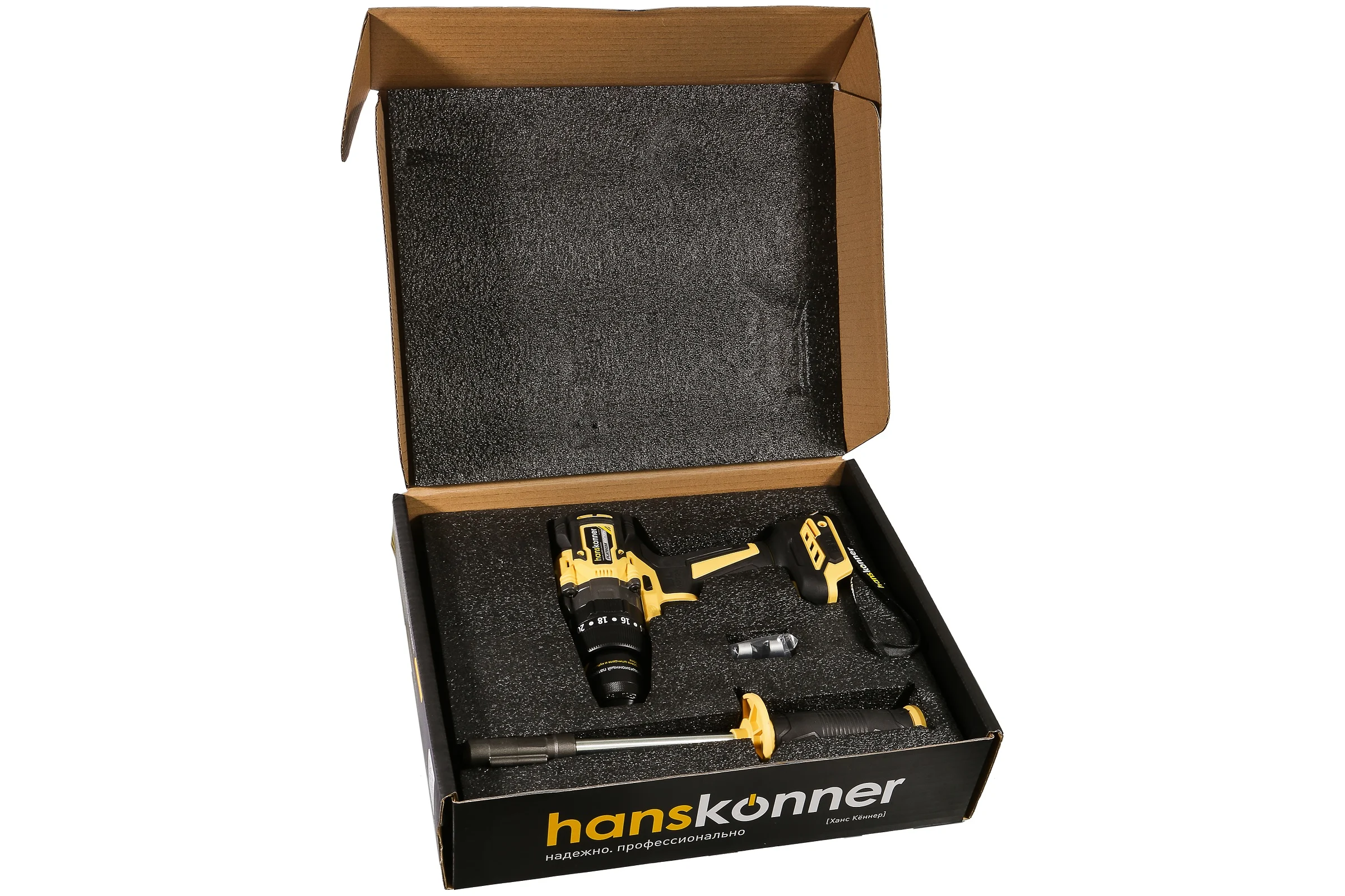 Аккумуляторная дрель Hanskonner б/щ удар PLATINUM, 18В, 1BatterySystem, 165 Нм,13 мм, без АКБ и ЗУ HCD18165BL