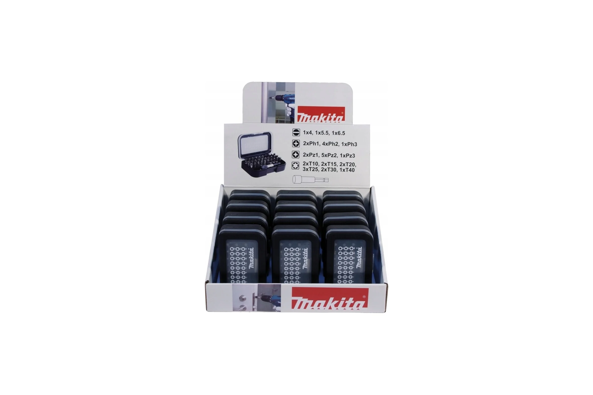 Набор бит с держателем 12 шт, в наборе 30 бит и держатель Makita D-30667-12