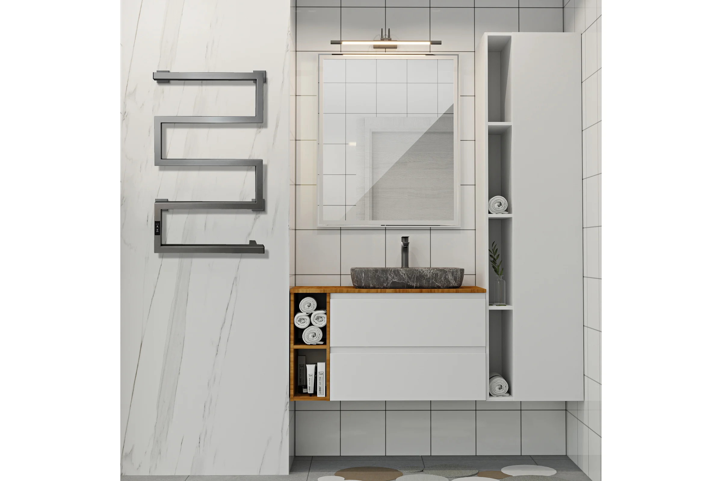 Электрический полотенцесушитель INDIGO Sparta (electro) 80/50, таймер, скрытый провод справа, Graphite Metallic DGS80-50GFMRt