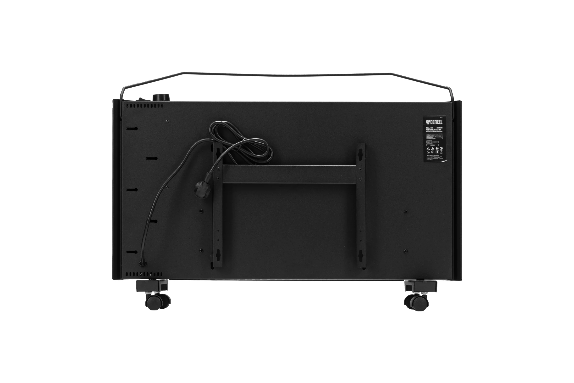 Конвектор электрический Denzel XCE-2000B, 230 В, 2000 Вт, черный, сушилка, колеса, Х-элемент 98129