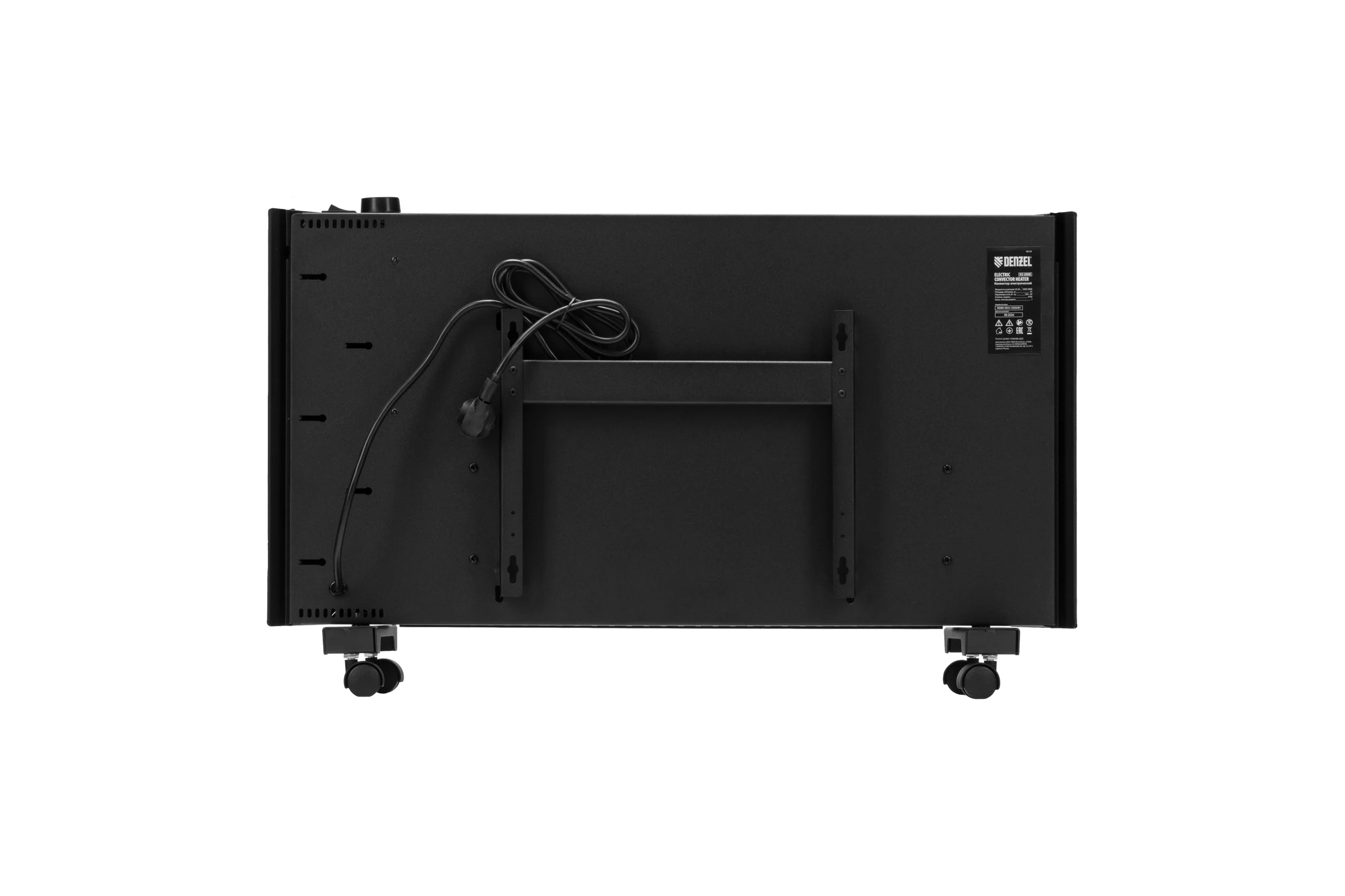 Конвектор электрический Denzel XCE-2000B, 230 В, 2000 Вт, черный, сушилка, колеса, Х-элемент 98129