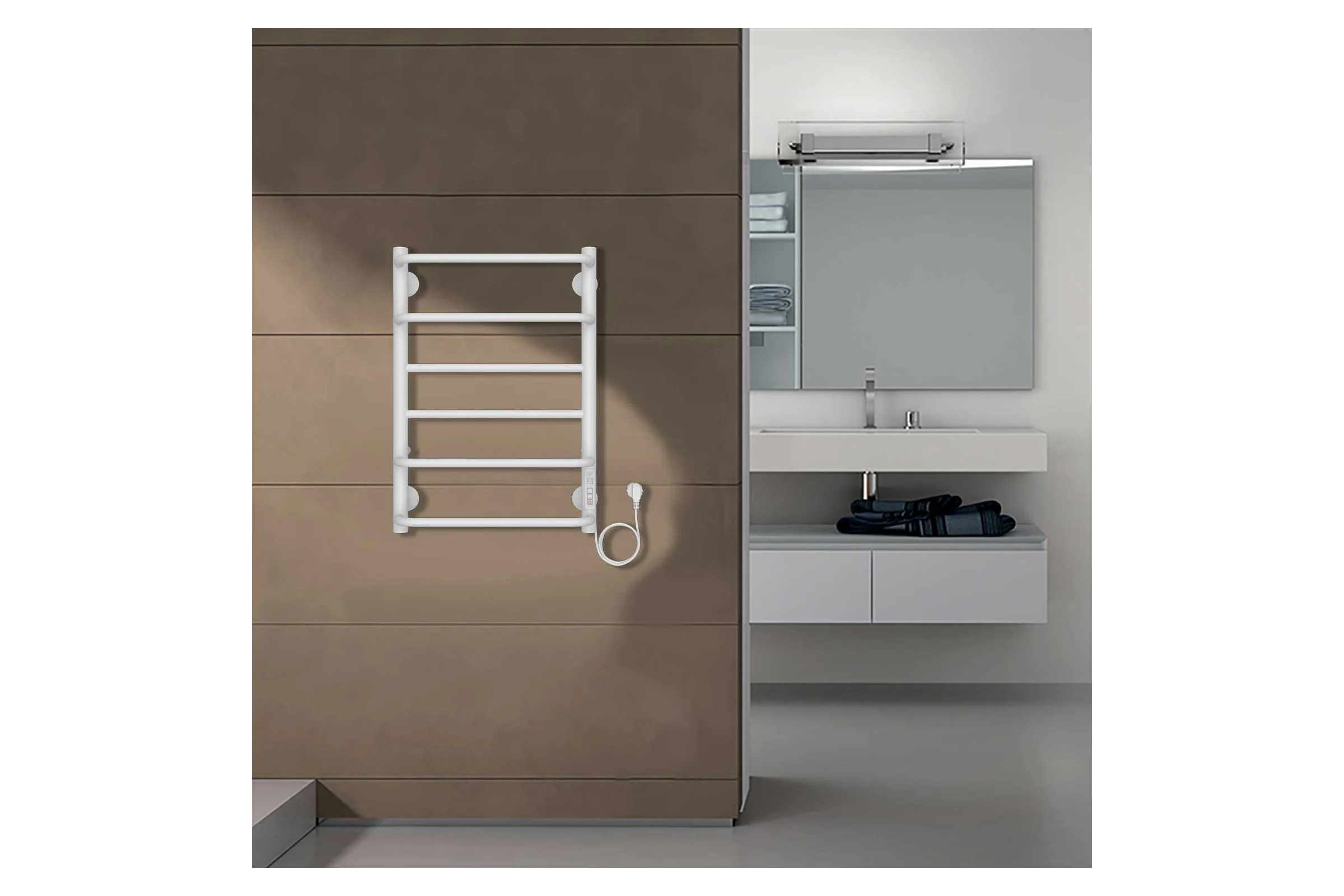 Электрический полотенцесушитель Azario MILAN 400/600, R, 6 перекладин, белый 00088239