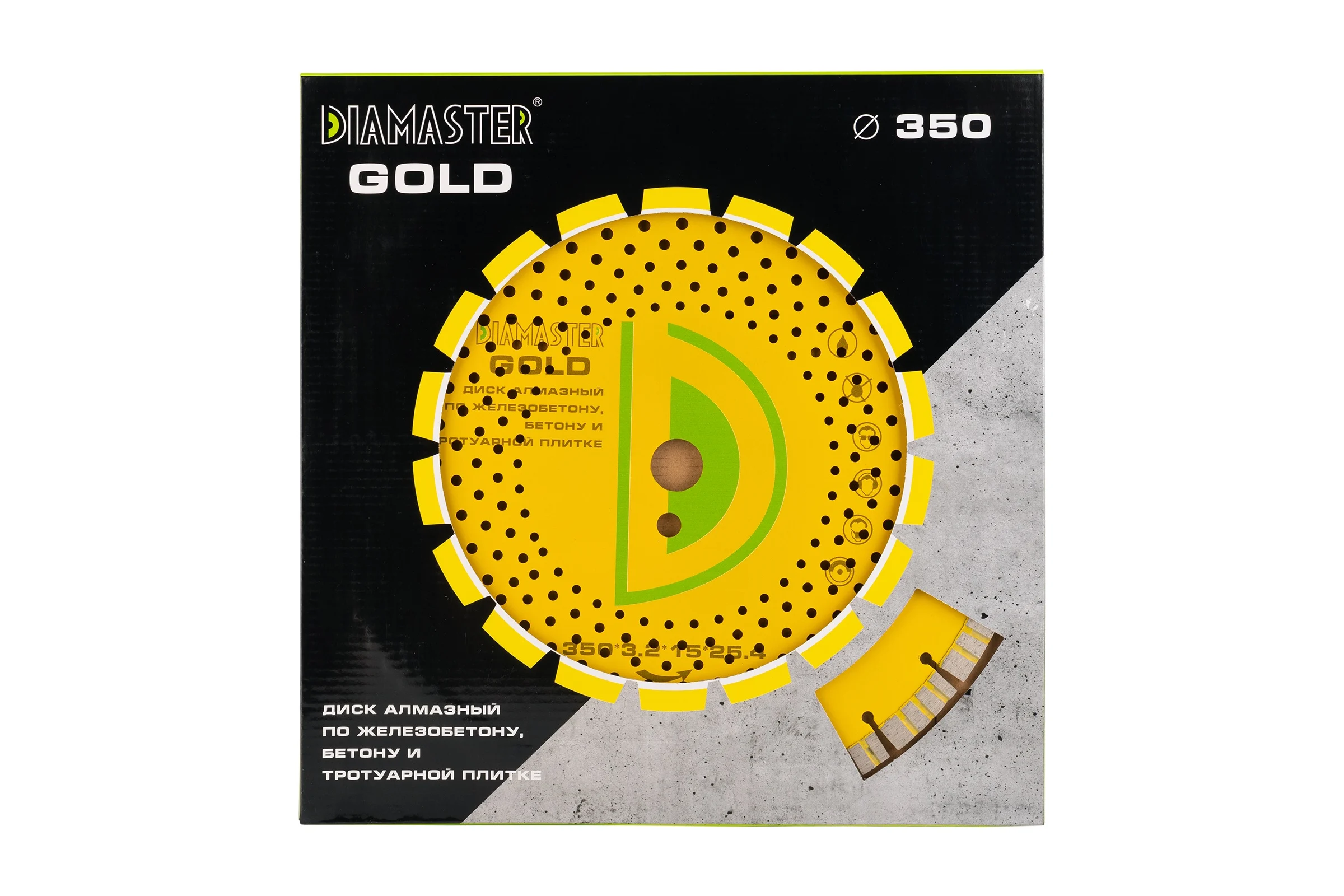 Диск алмазный сегментный по железобетону turbo GOLDEN TYPE (350х25.4х3.2х12 мм; 24Z) DIAMASTER 121.000.7005