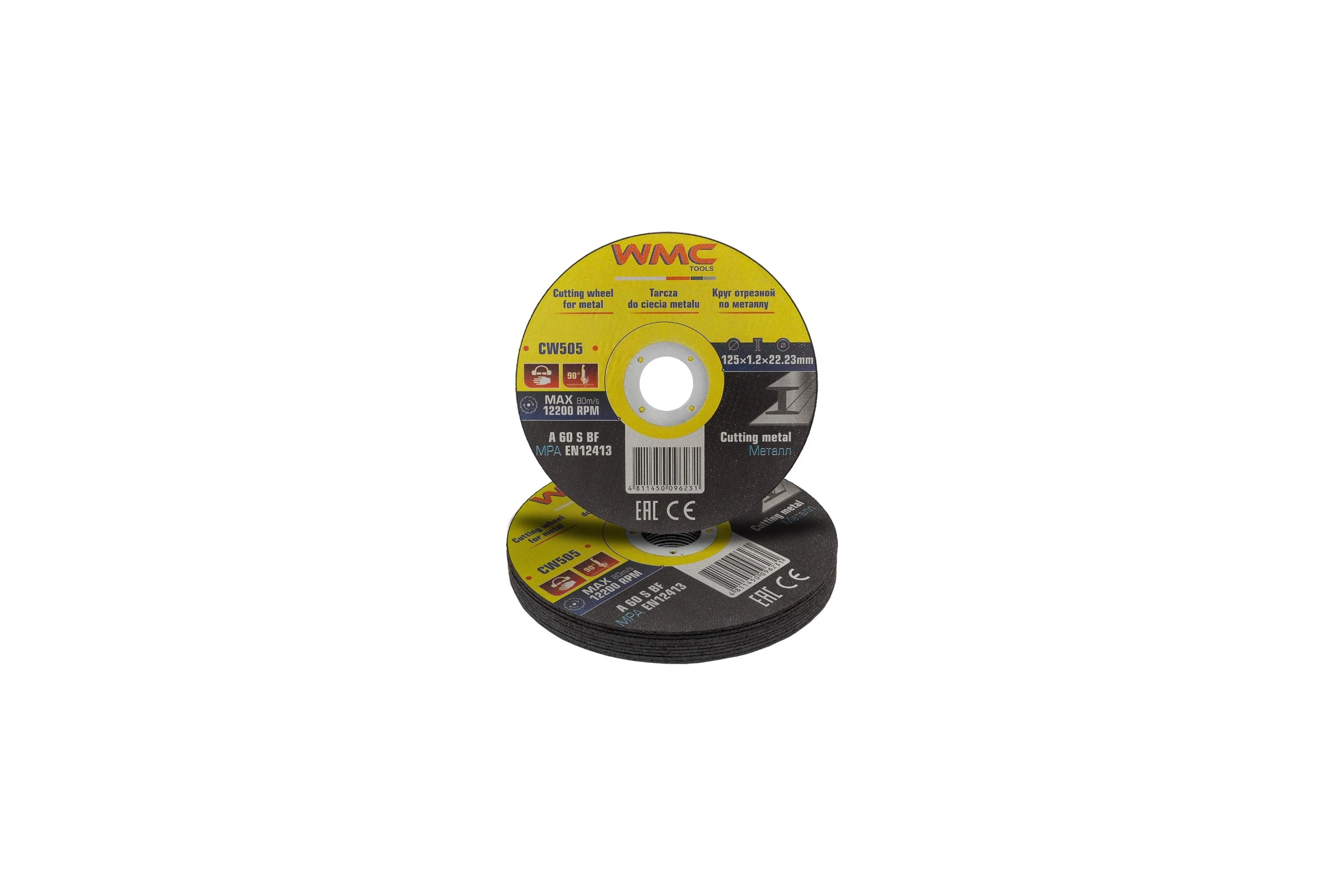 Круг отрезной абразивный 125x1.2x22.2 мм, 10 шт WMC TOOLS WMC-CW505/10шт к-т/(59864)