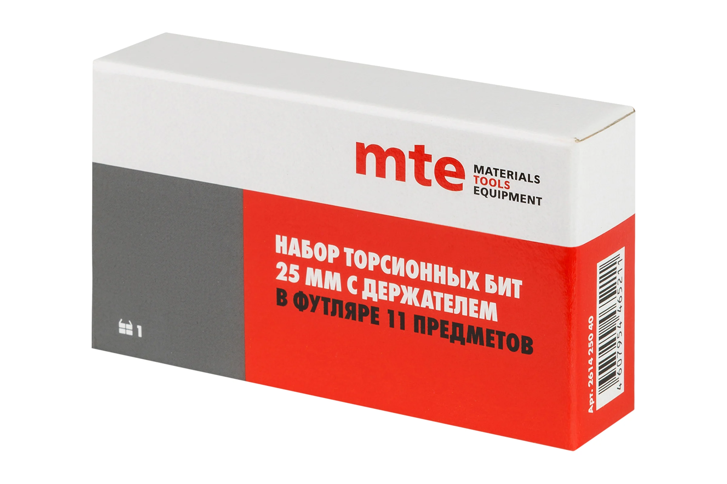 Набор торсионных бит 1/4″, 25 мм, PH, PZ, TX, HEX, SL, с держателем, 11 предметов, MTE 261425040
