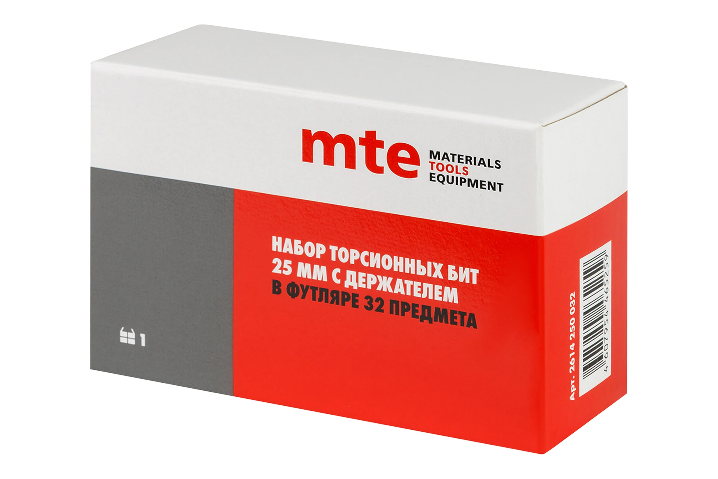 Набор торсионных бит 1/4″, 25 мм, PH, PZ, TX, HEX, SL, с держателем, 32 предмета MTE 2614250032