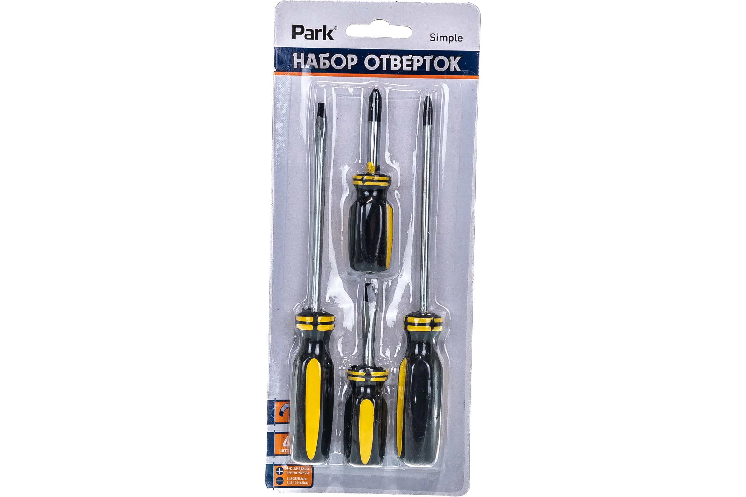 Набор отверток PARK 4 шт пластиковые рукоятки серия Simple 00 8361