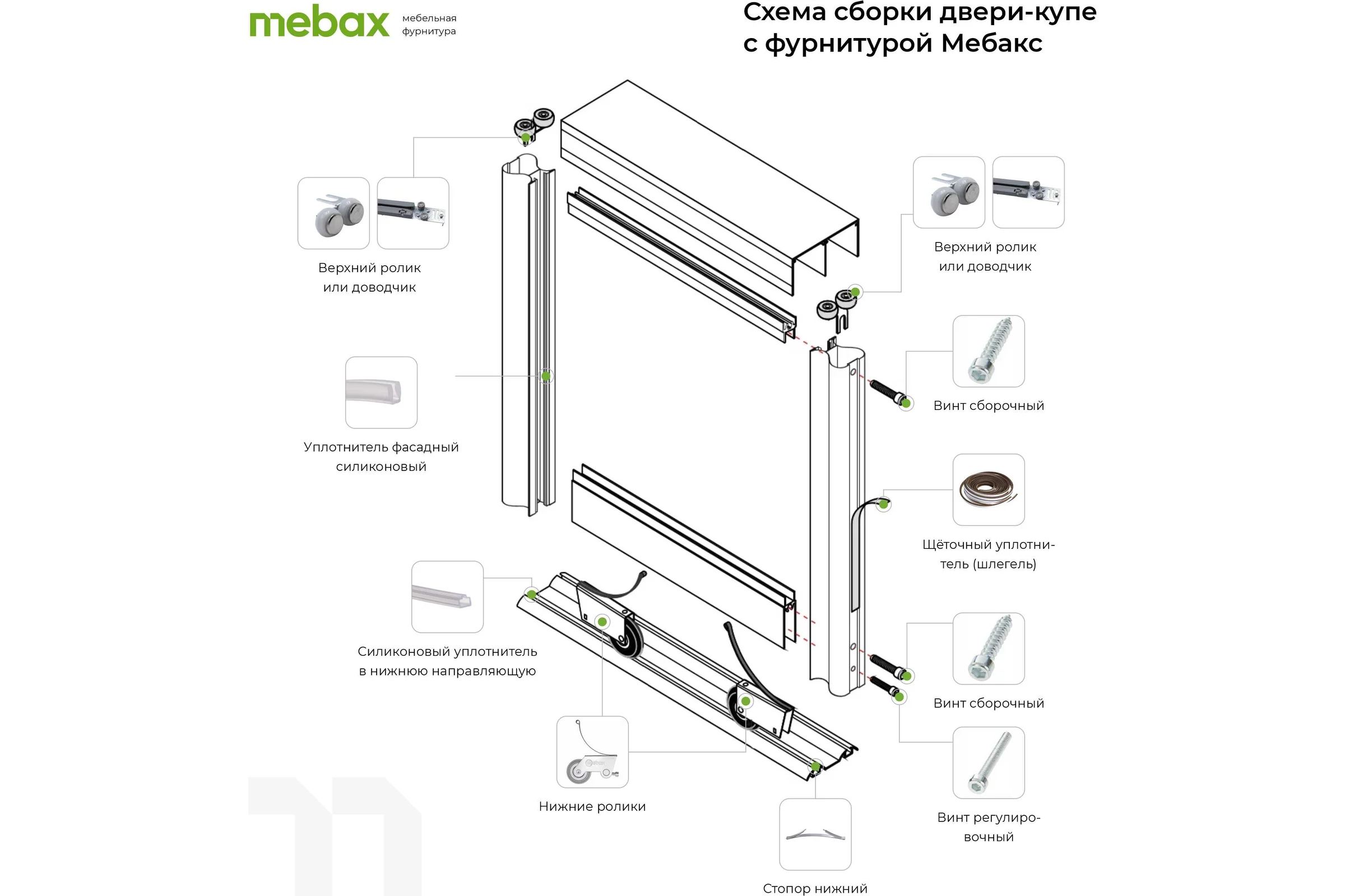 Щеточный уплотнитель Mebax 7х12 серый, в пакете, 6 м 00-00001436