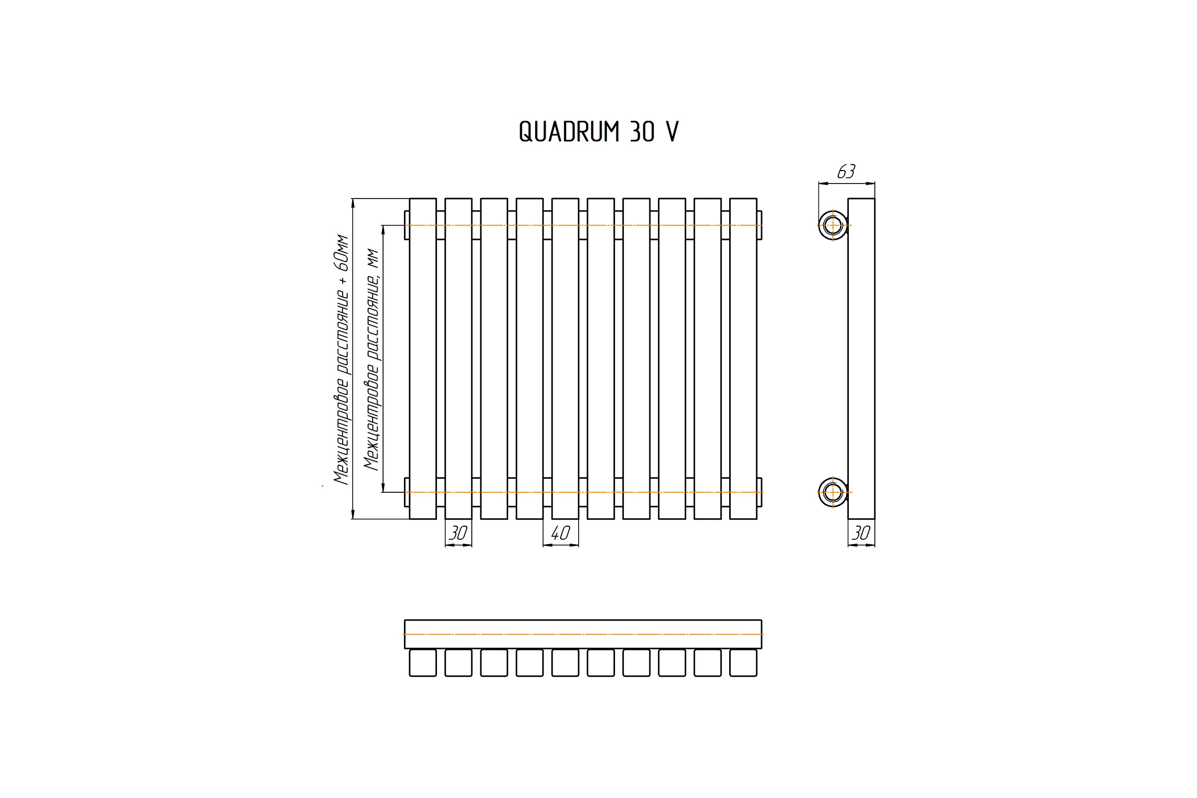 Радиатор КЗТО QUADRUM 30 V 1-1750-10 RAL1T104S9016 белый муар QUD30V1175010RAL1T104S9016