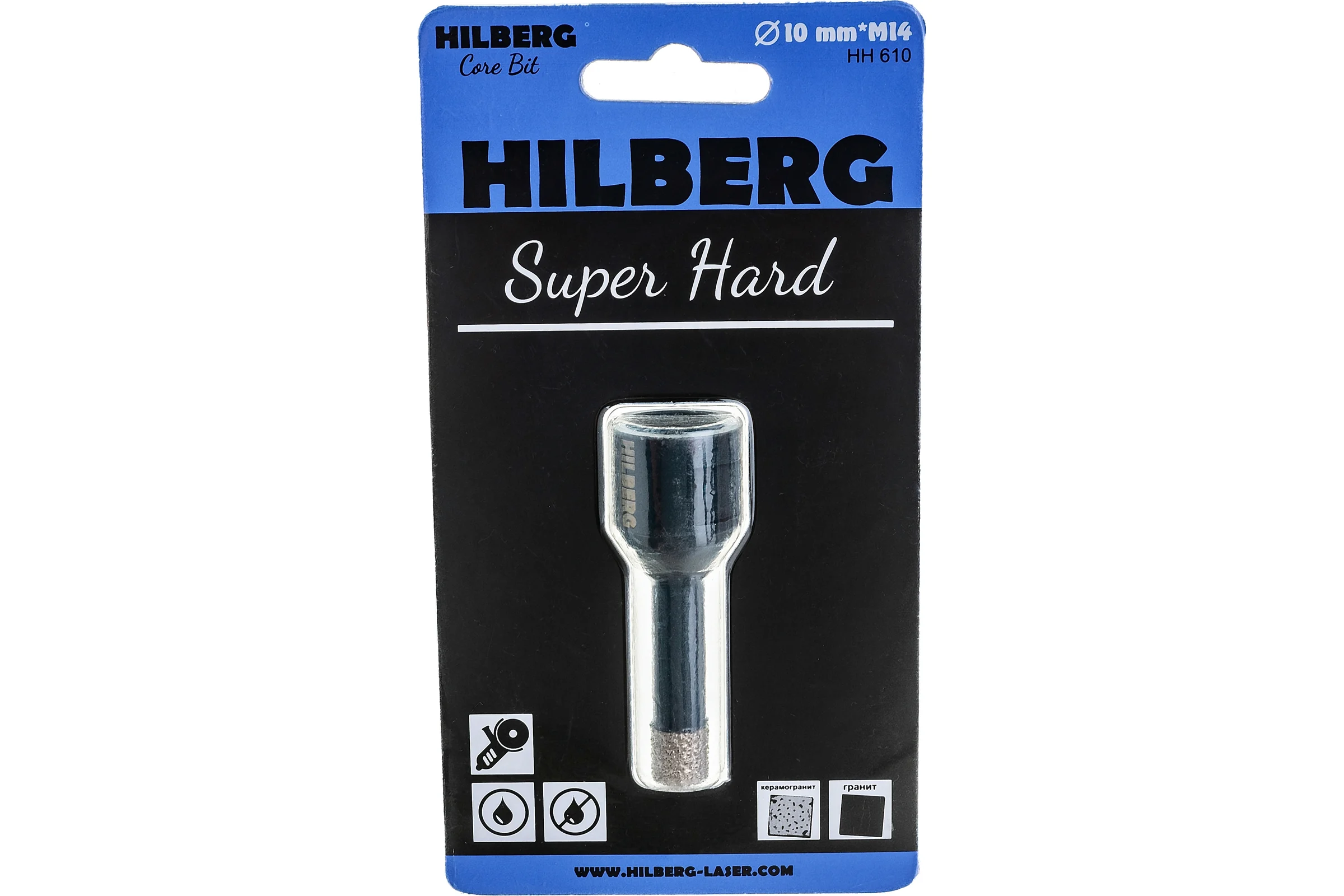 Коронка алмазная с воском по керамике и керамограниту Super Hard (10 мм; M14) Hilberg HH610
