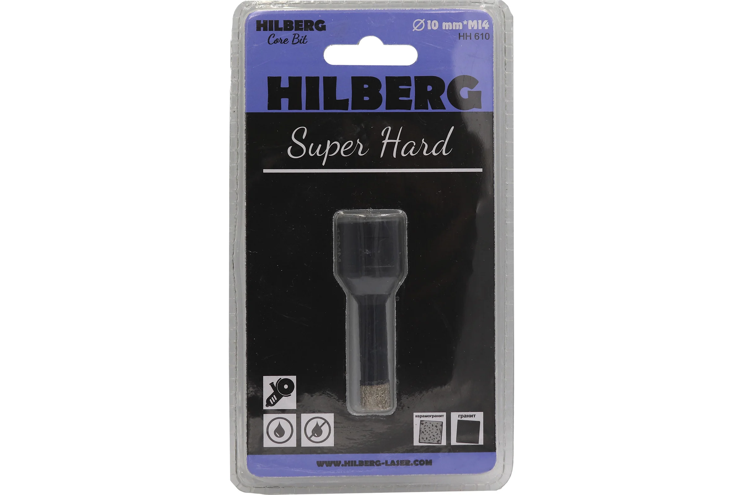 Коронка алмазная с воском по керамике и керамограниту Super Hard (10 мм; M14) Hilberg HH610