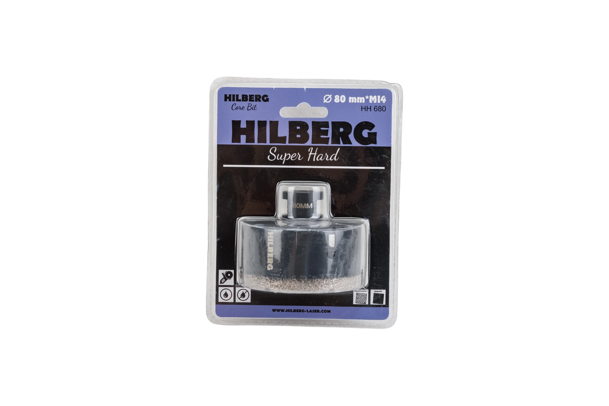 Коронка алмазная по керамике и керамограниту Super Hard (80 мм; M14) Hilberg HH680